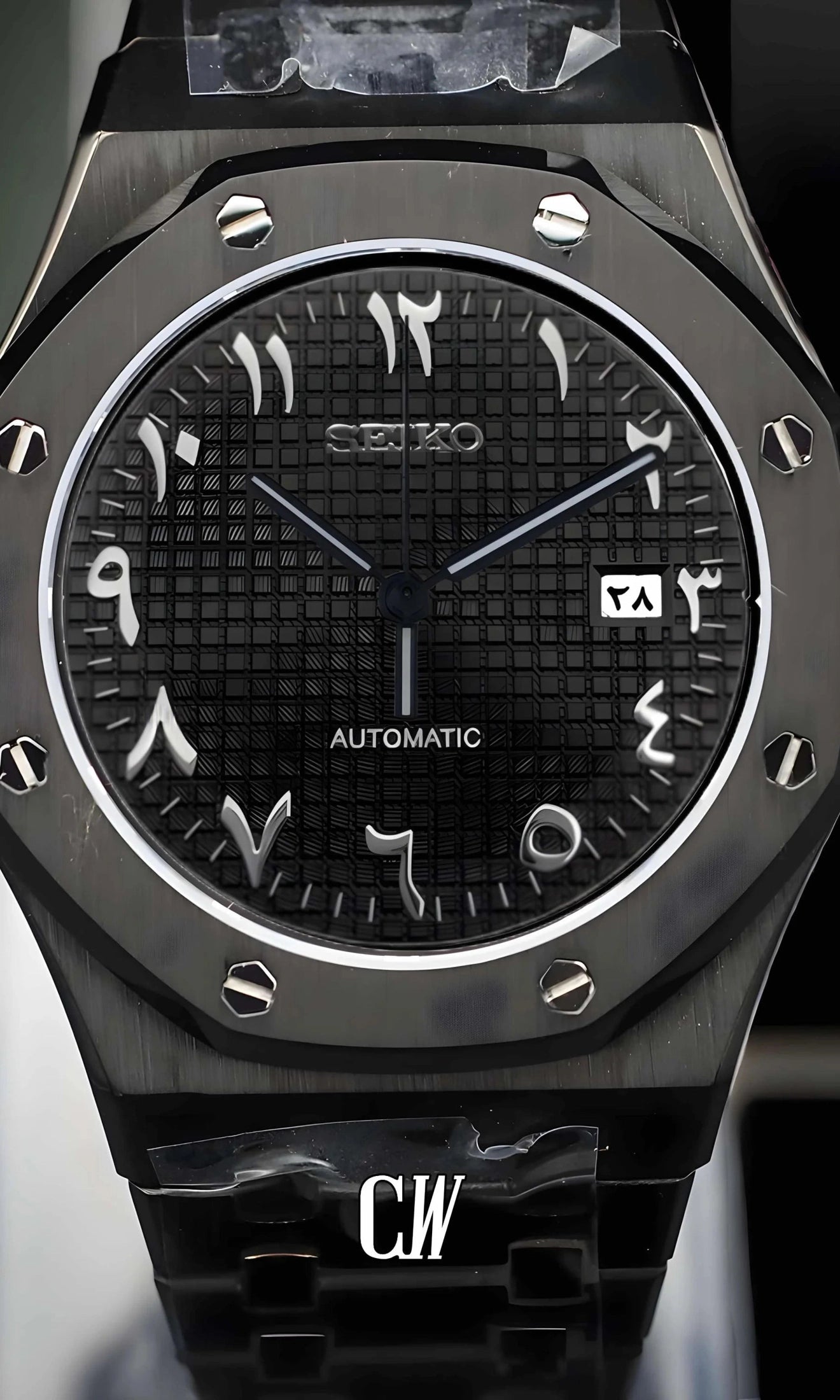 Oak mod automatic watch 'triple black' arabic-Circa Watch Labs