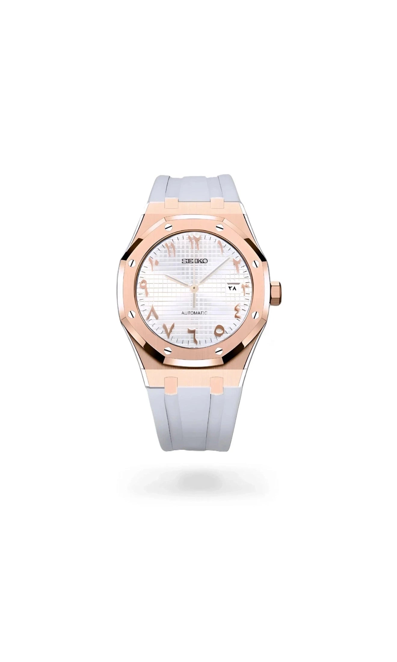 Oak mod automatic watch 'white rose gold' arabic-Circa Watch Labs