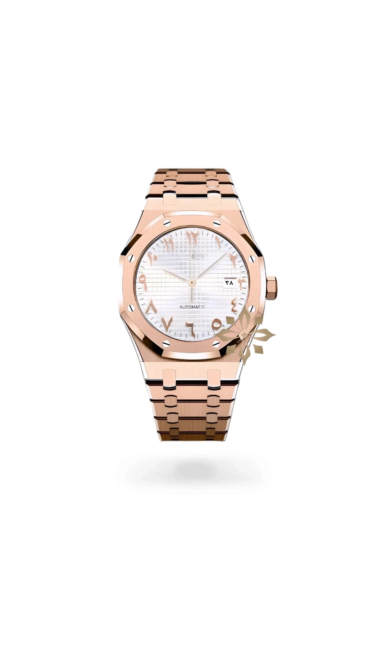 Oak mod automatic watch 'white rose gold' arabic