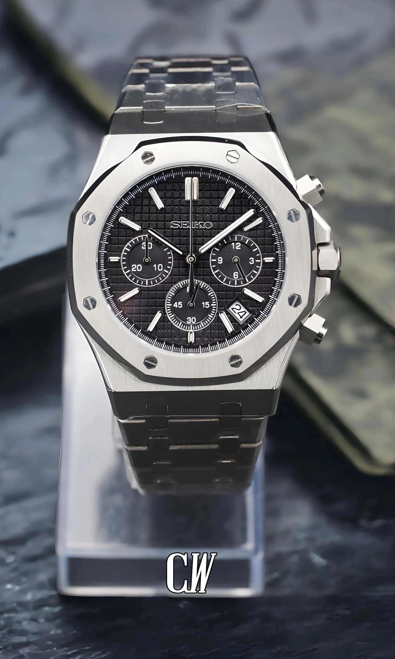 Oak mod chronograph black watch-Circa Watch Labs