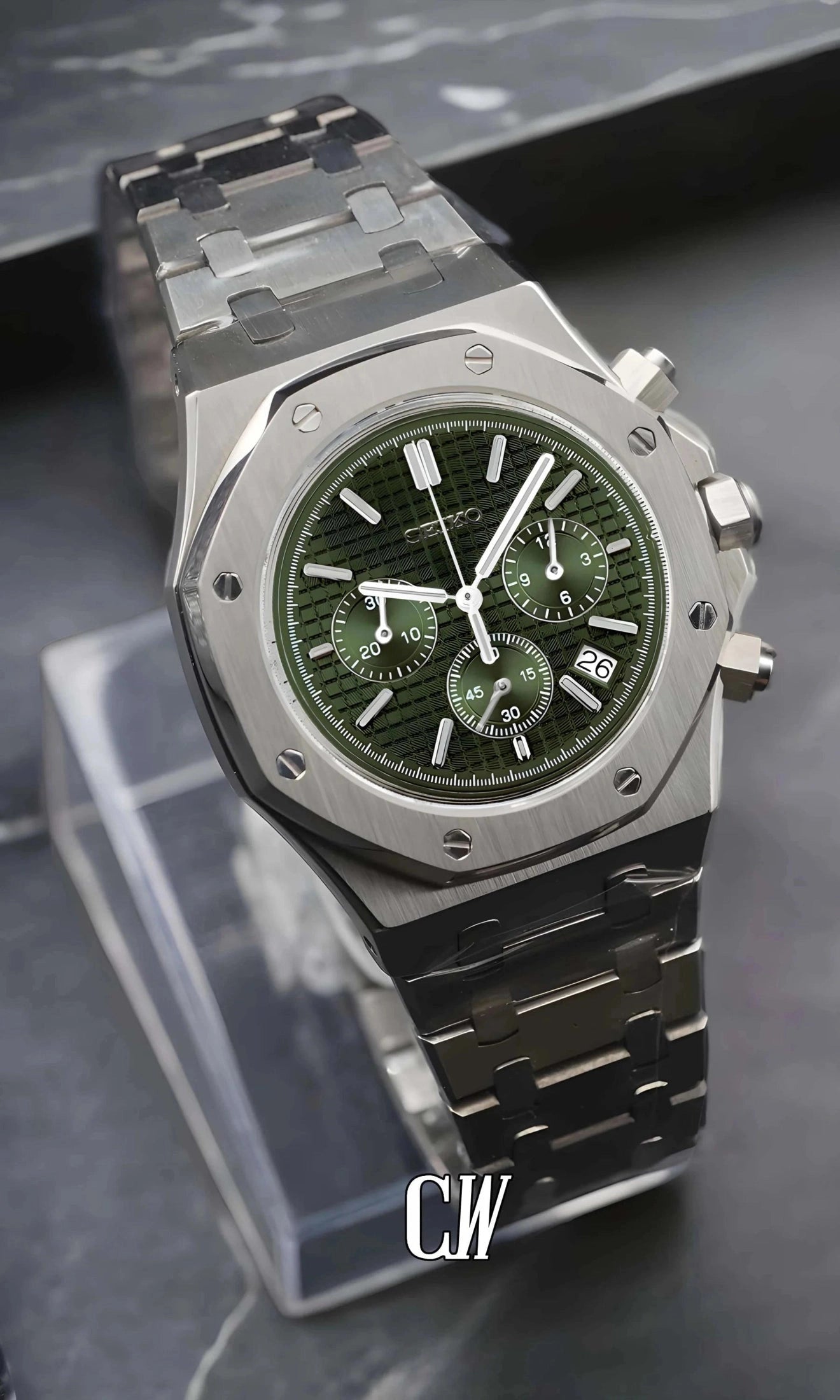 Oak mod chronograph olive green watch-Circa Watch Labs