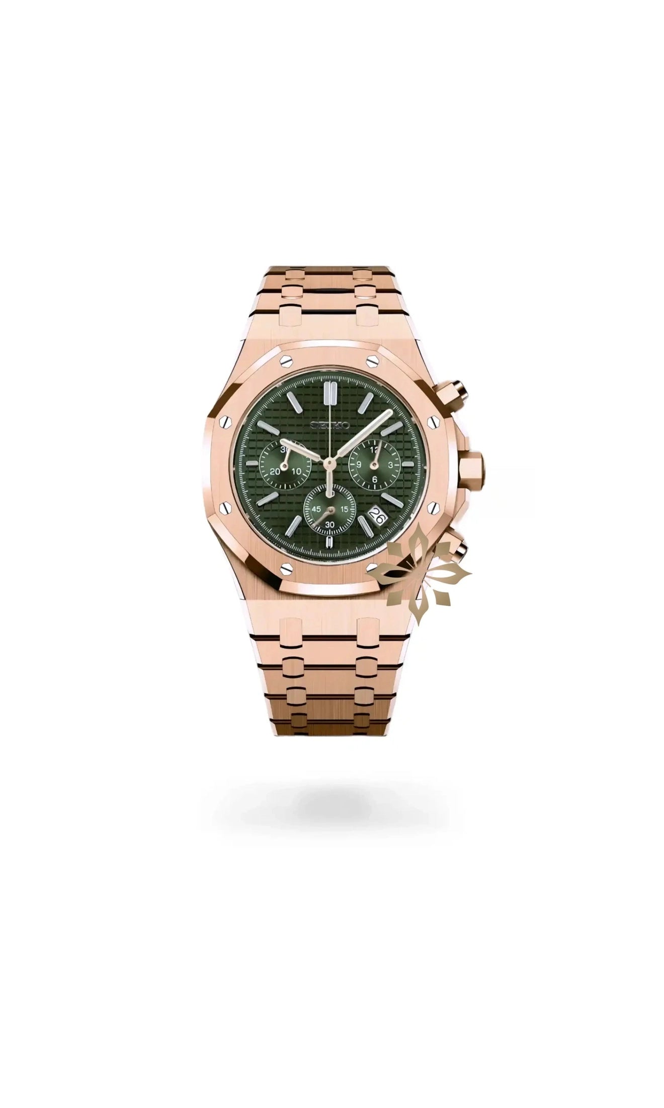 Oak mod chronograph rose gold olive green watch-Circa Watch Labs