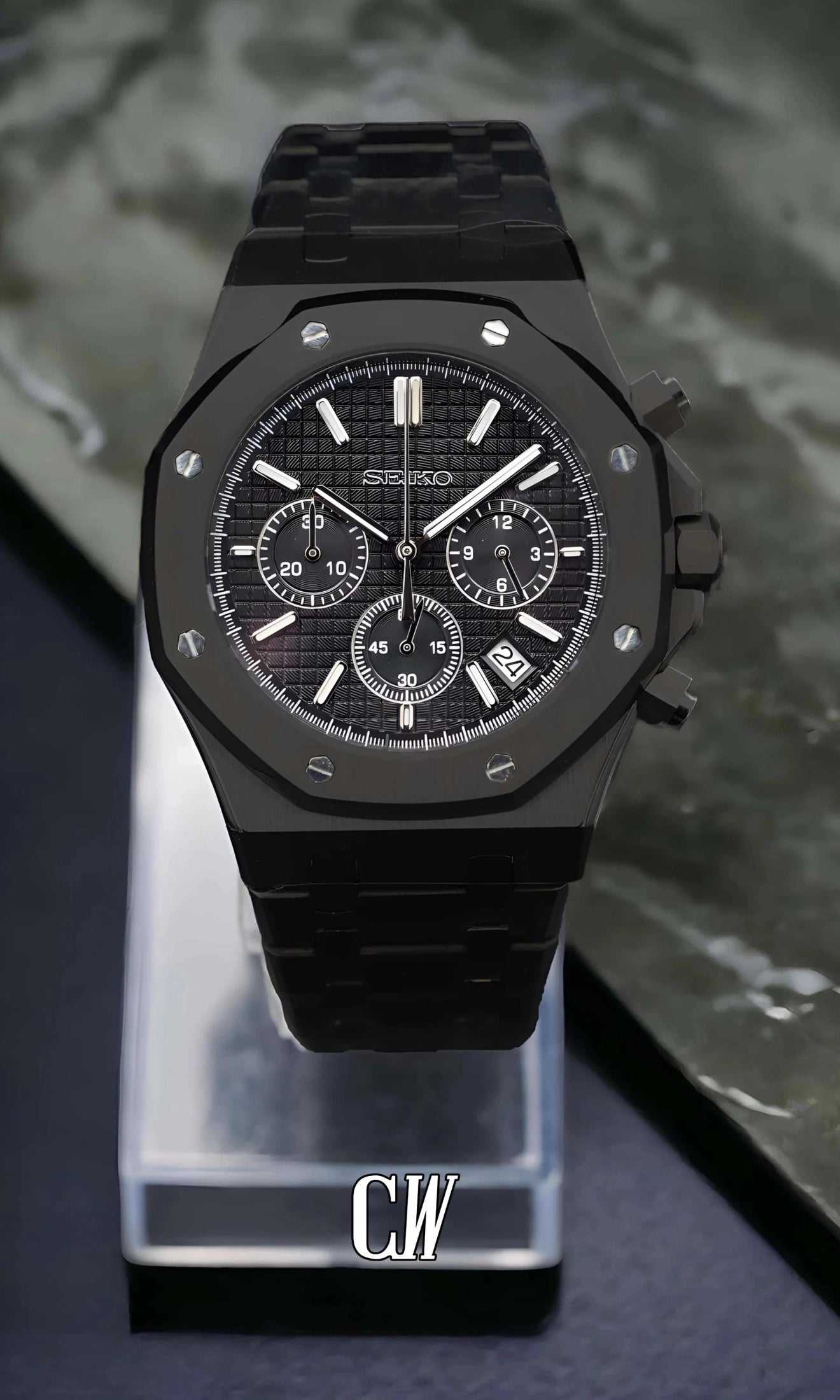 Oak mod chronograph triple black watch-Circa Watch Labs