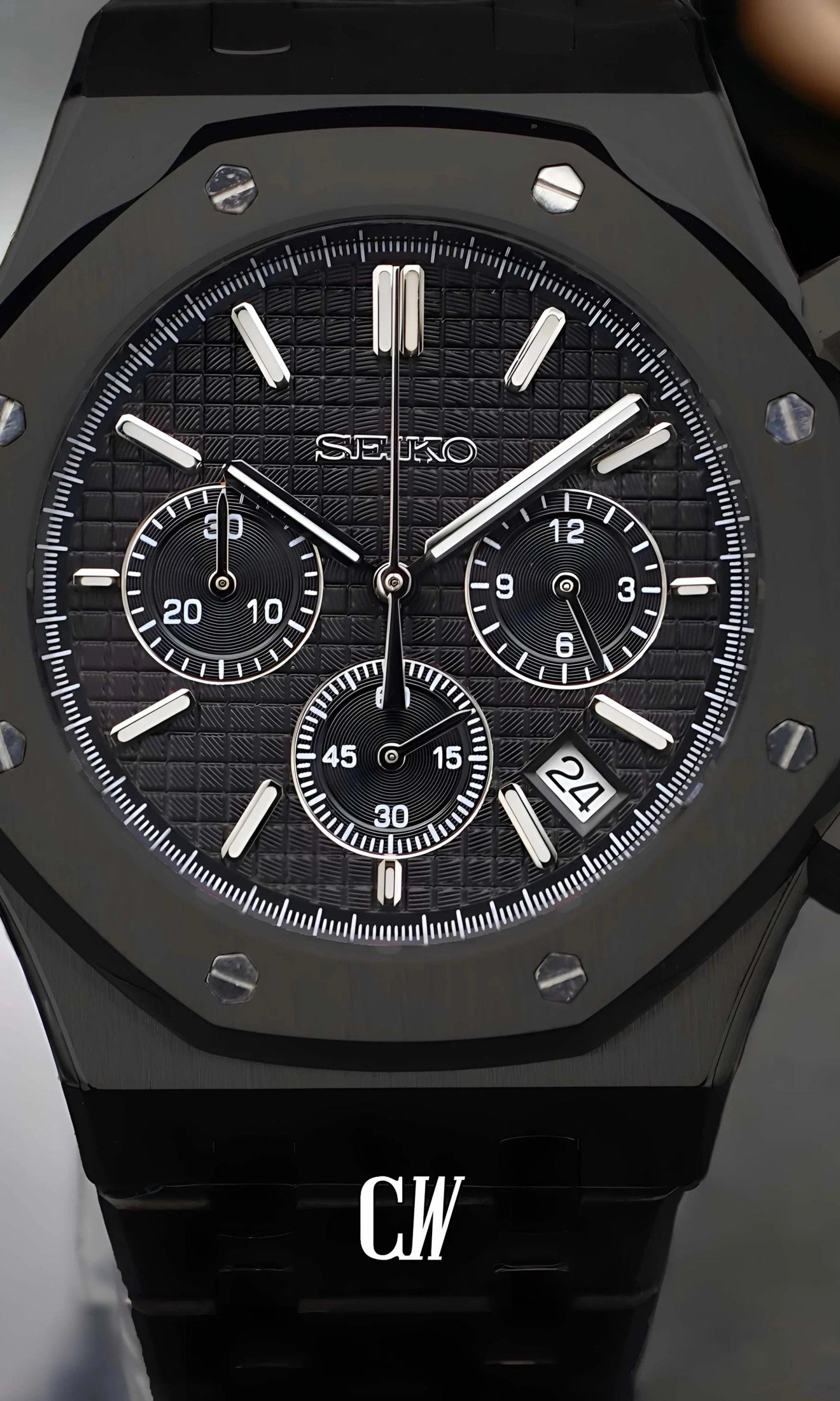 Oak mod chronograph triple black watch-Circa Watch Labs