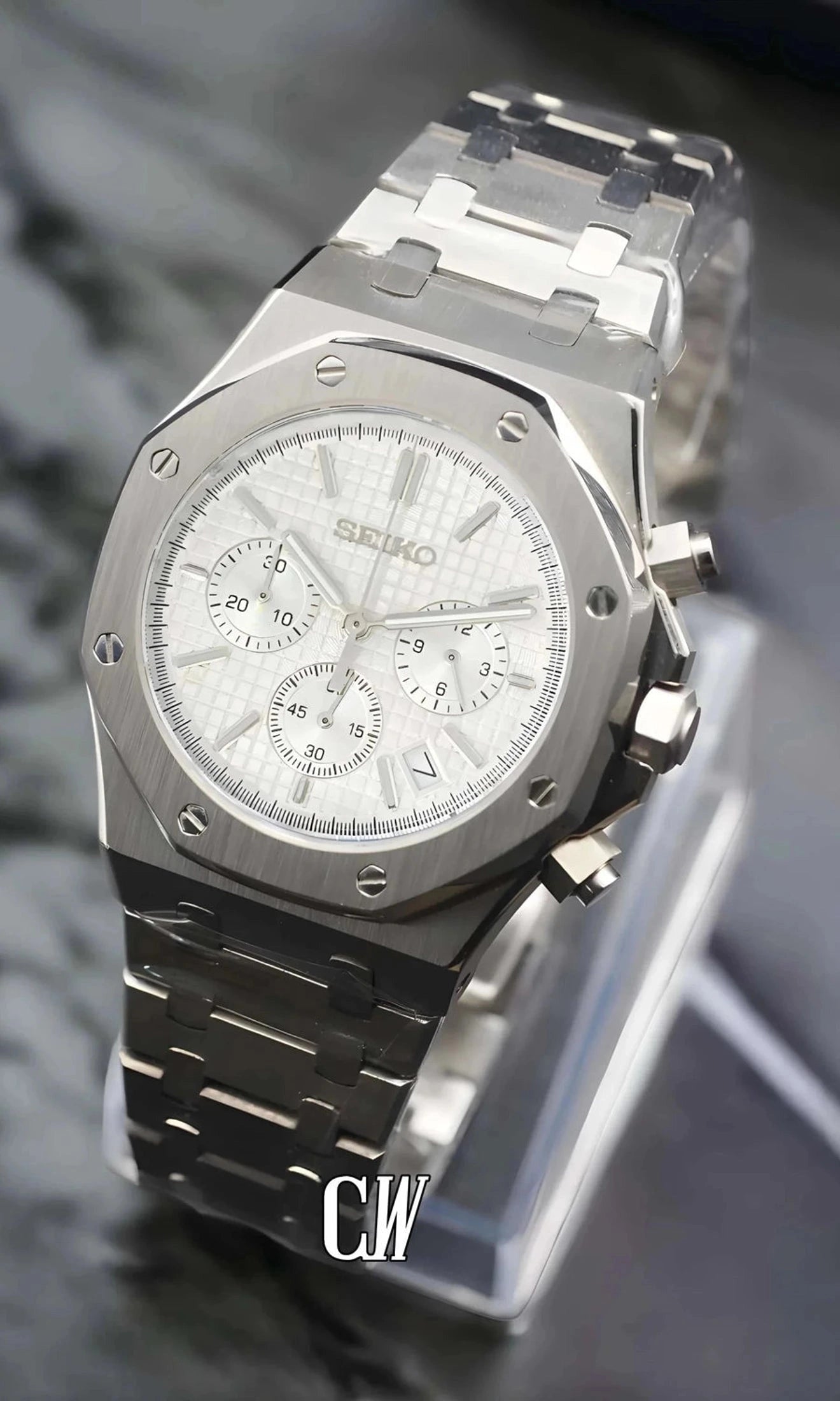 Oak mod chronograph triple white watch-Circa Watch Labs