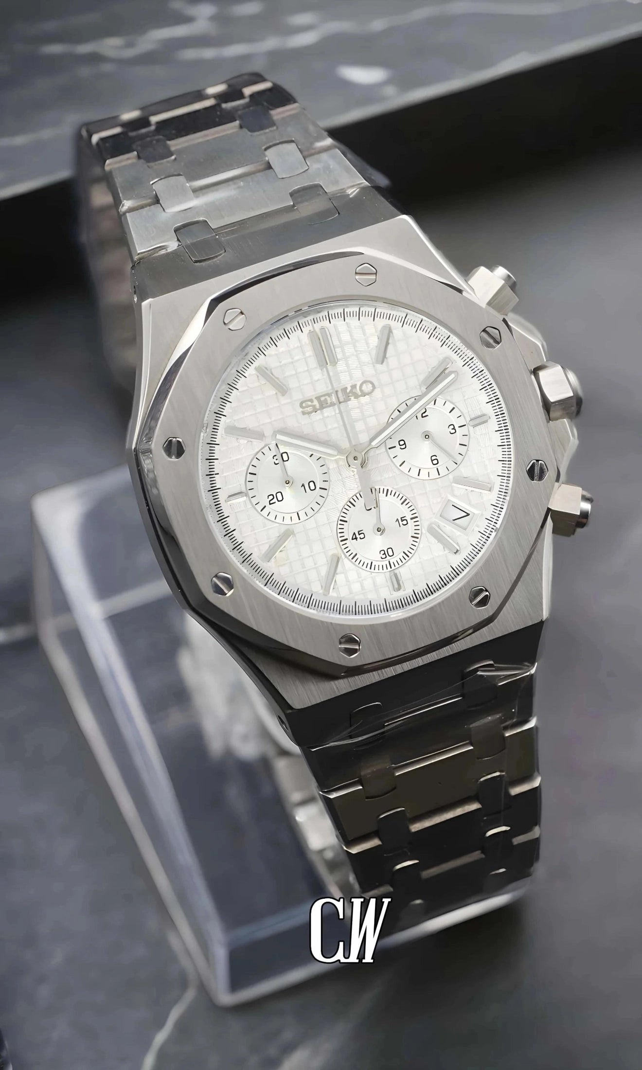 Oak mod chronograph triple white watch-Circa Watch Labs