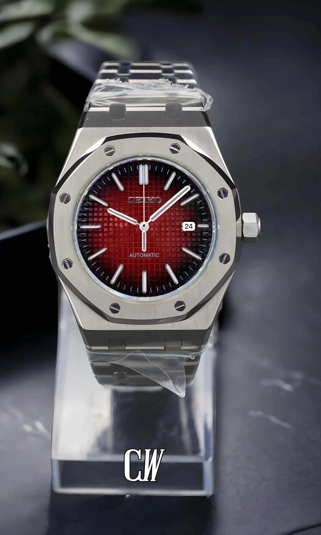 Oak mod watch red-Circa Watch Labs