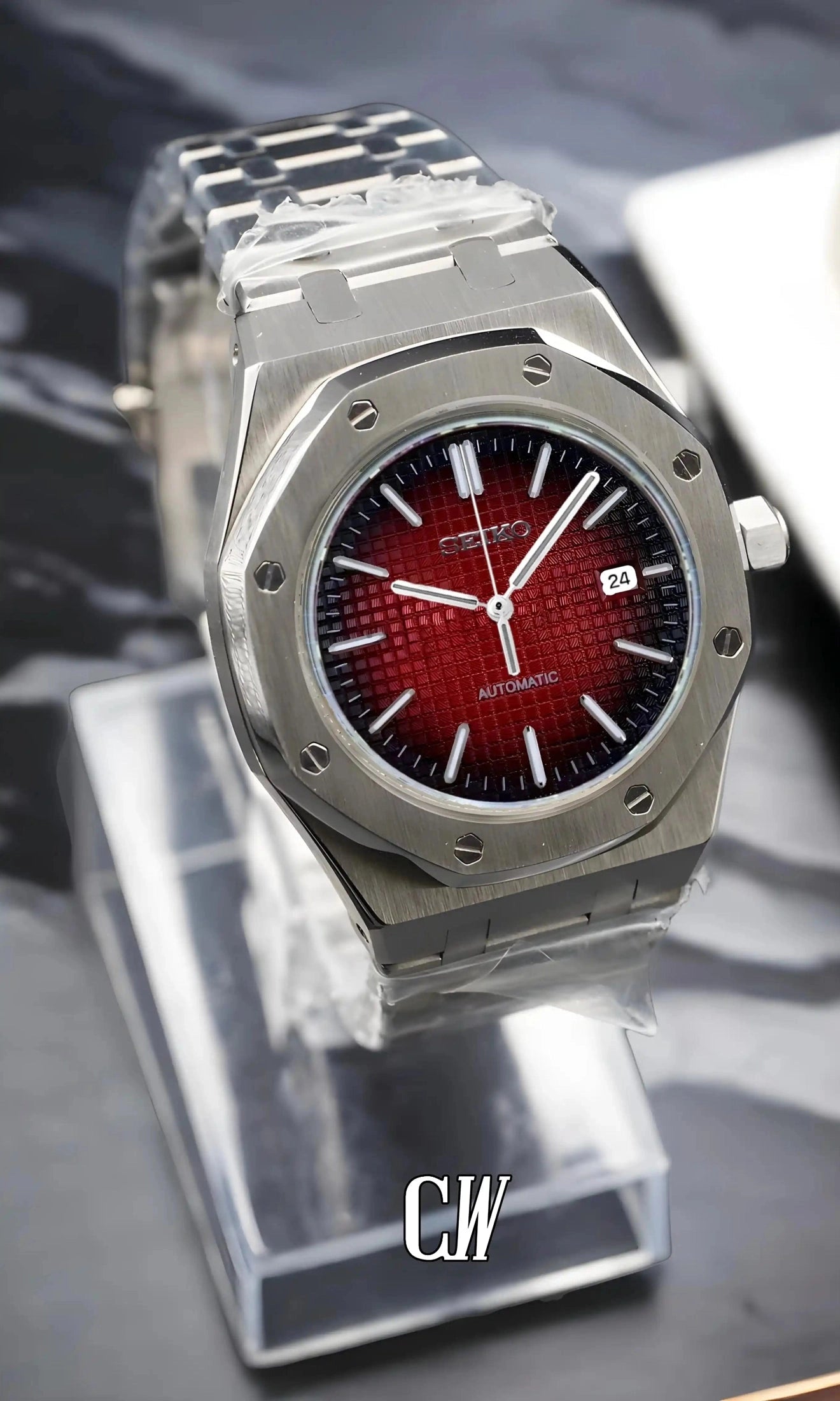 Oak mod watch red-Circa Watch Labs