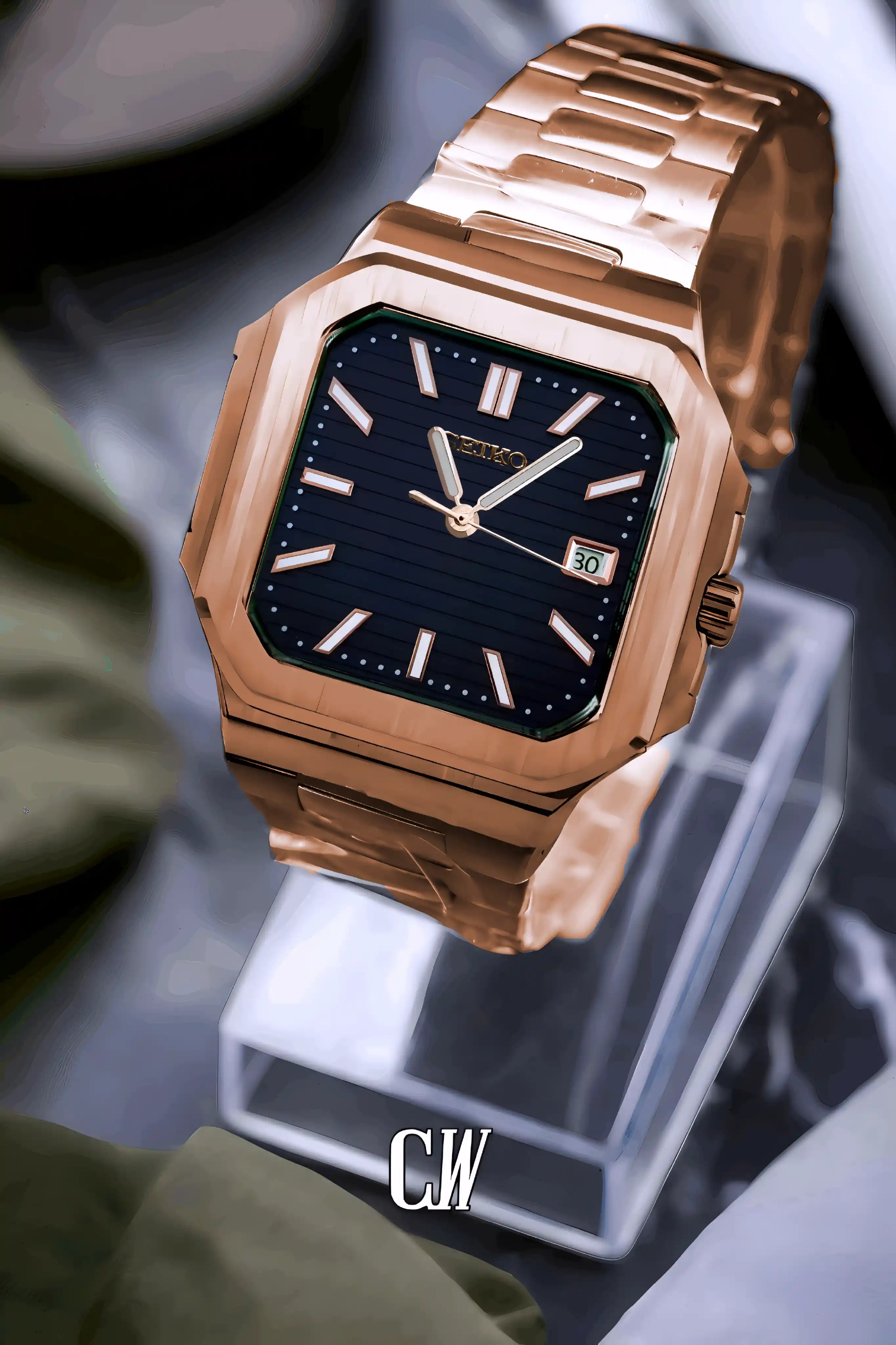 Seikocubitus mod watch rose gold black