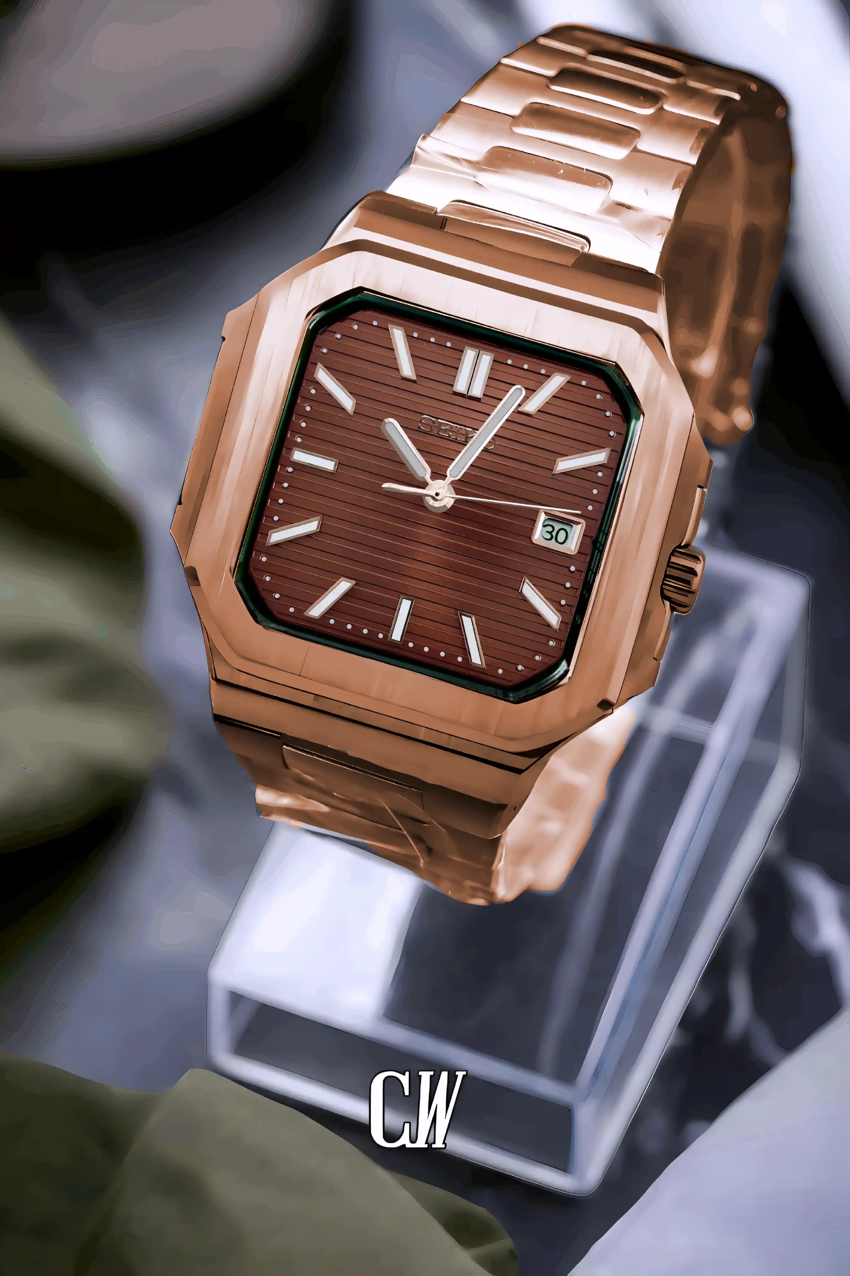 Seikocubitus mod watch rose gold brown
