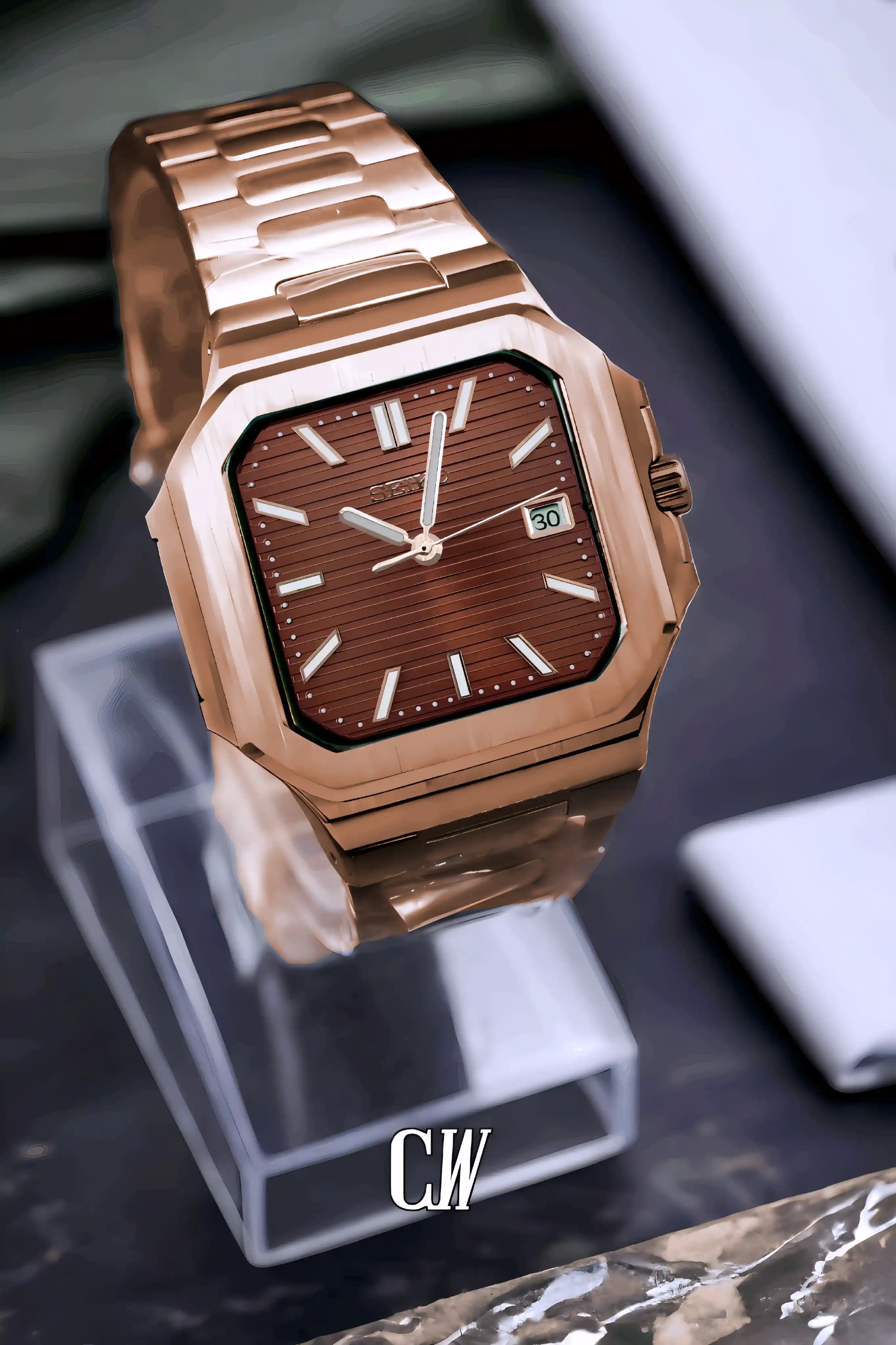 Seikocubitus mod watch rose gold brown