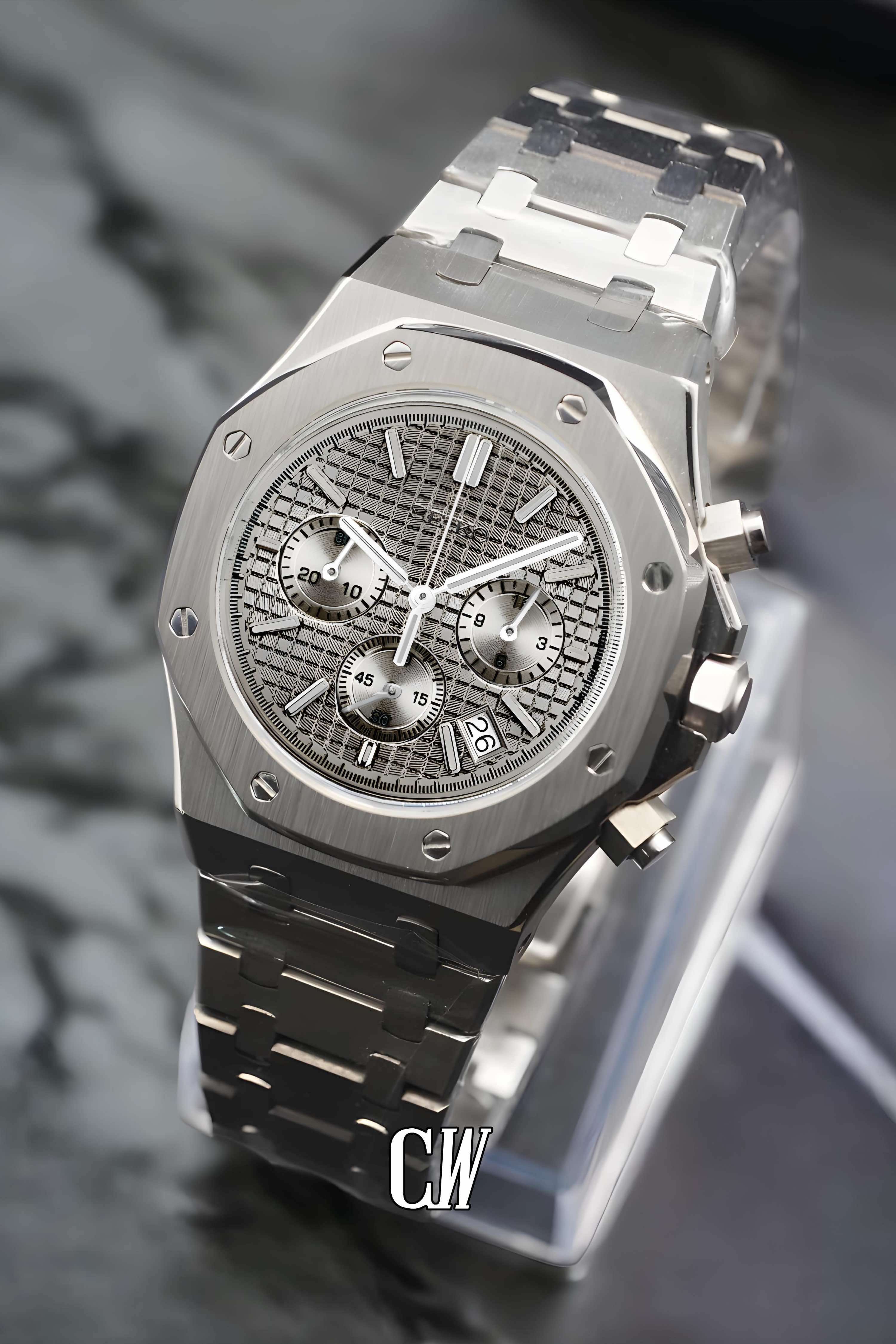 Mod Royal Seikoak chronograph silver watch