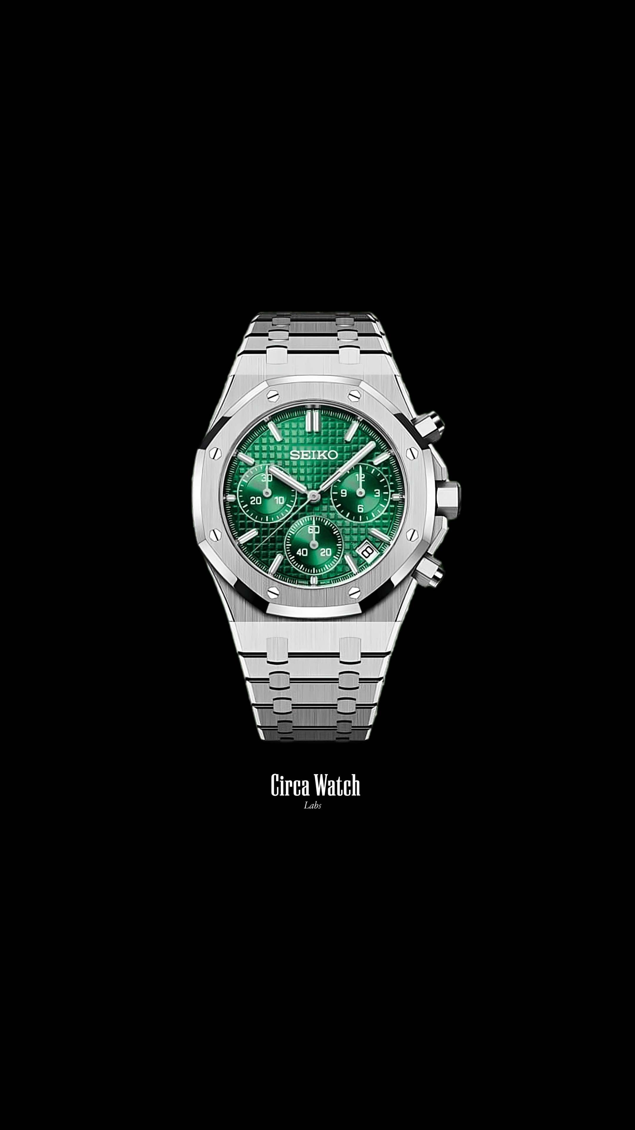 Mod Royal Seikoak chronograph green watch