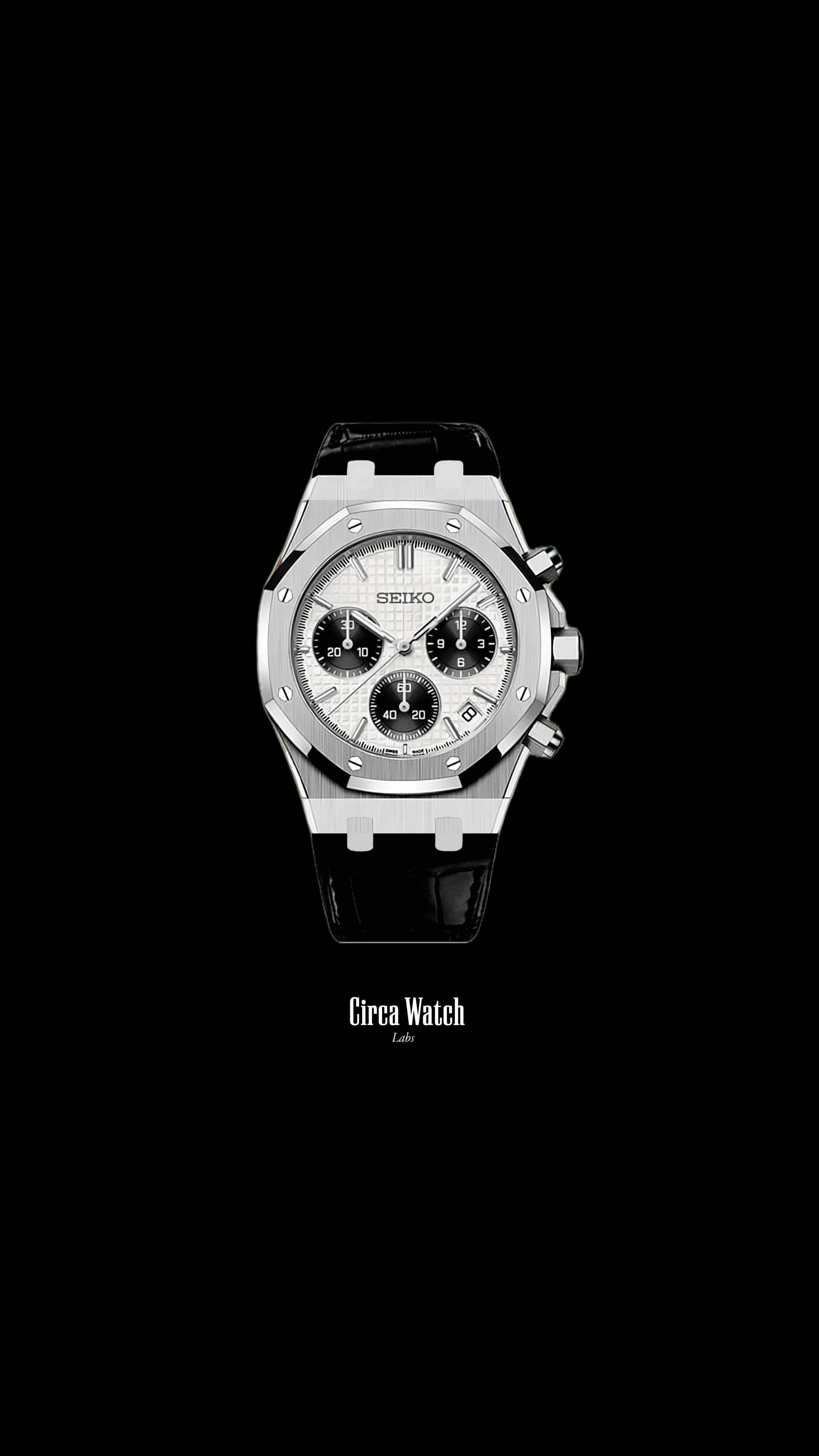 Mod Royal Seikoak chronograph white watch