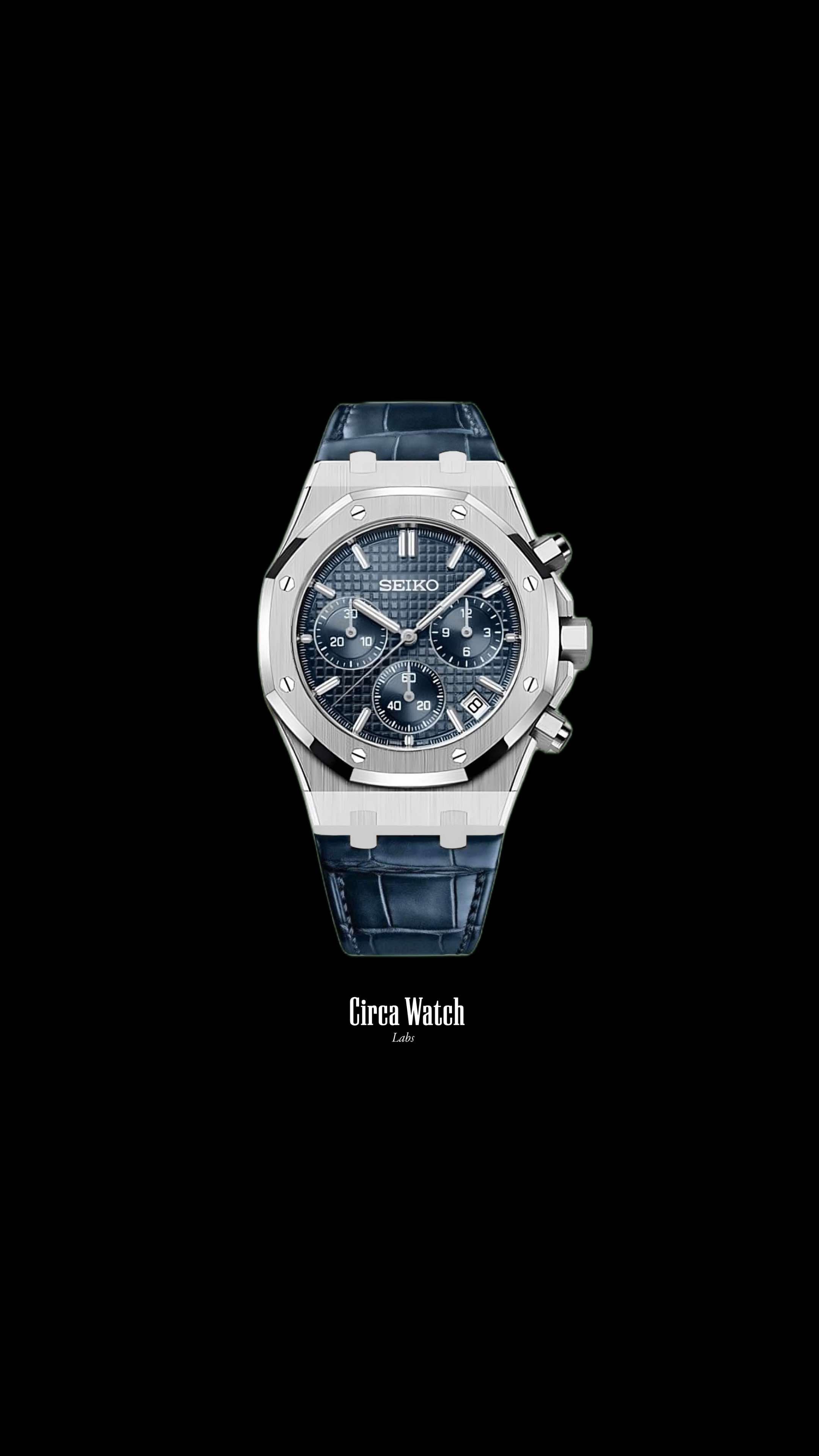 Mod Royal Seikoak chronograph blue watch