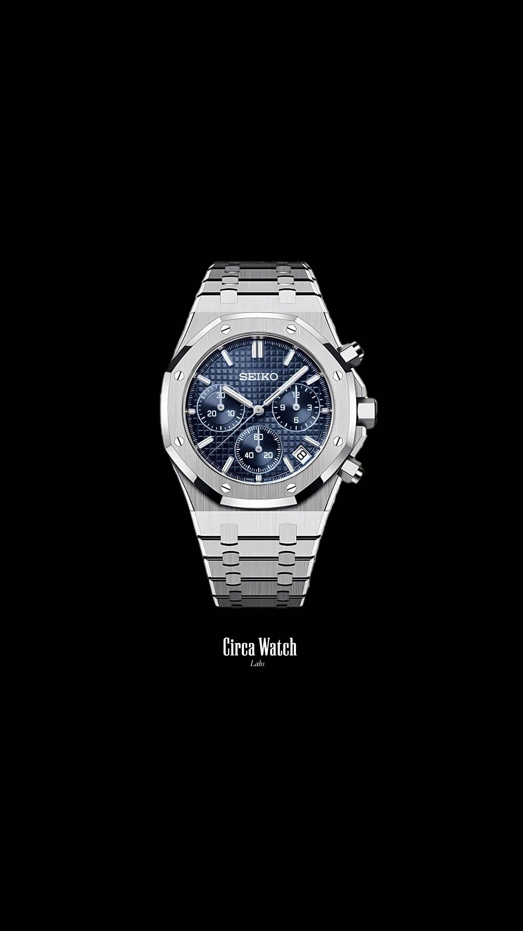 Mod Royal Seikoak chronograph blue watch