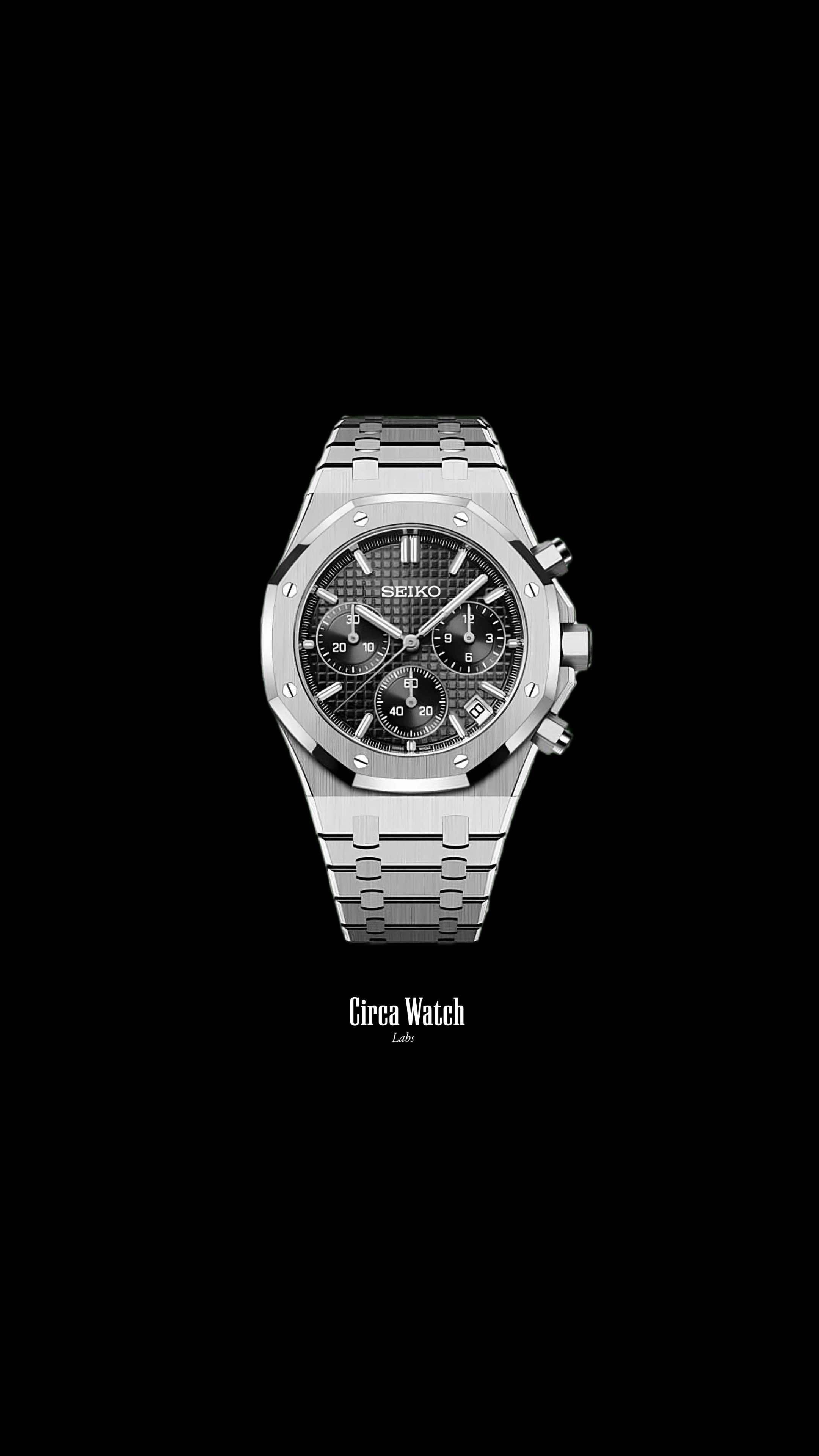 Mod Royal Seikoak chronograph black watch