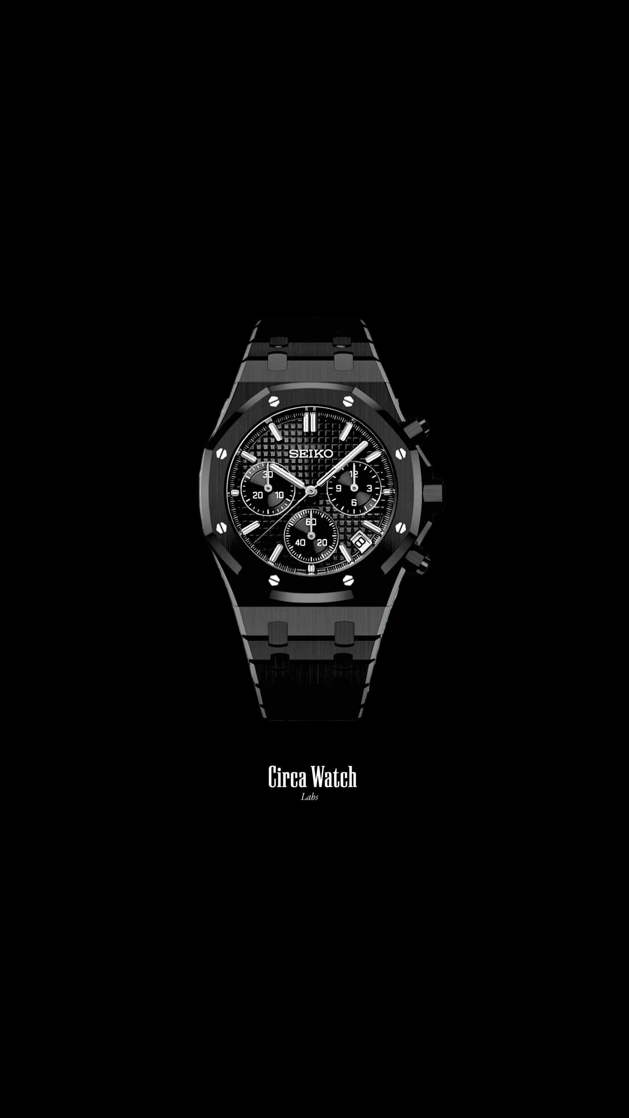 Mod Royal Seikoak chronograph triple black watch