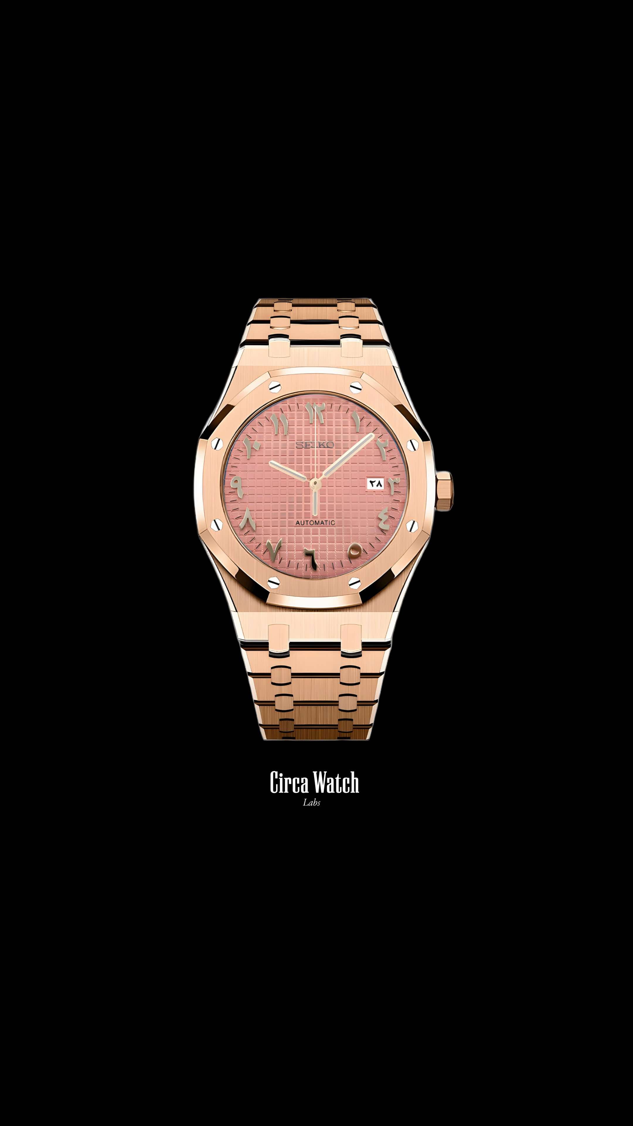 Mod Royal Seikoak automatic watch 'pink rose gold' arabic