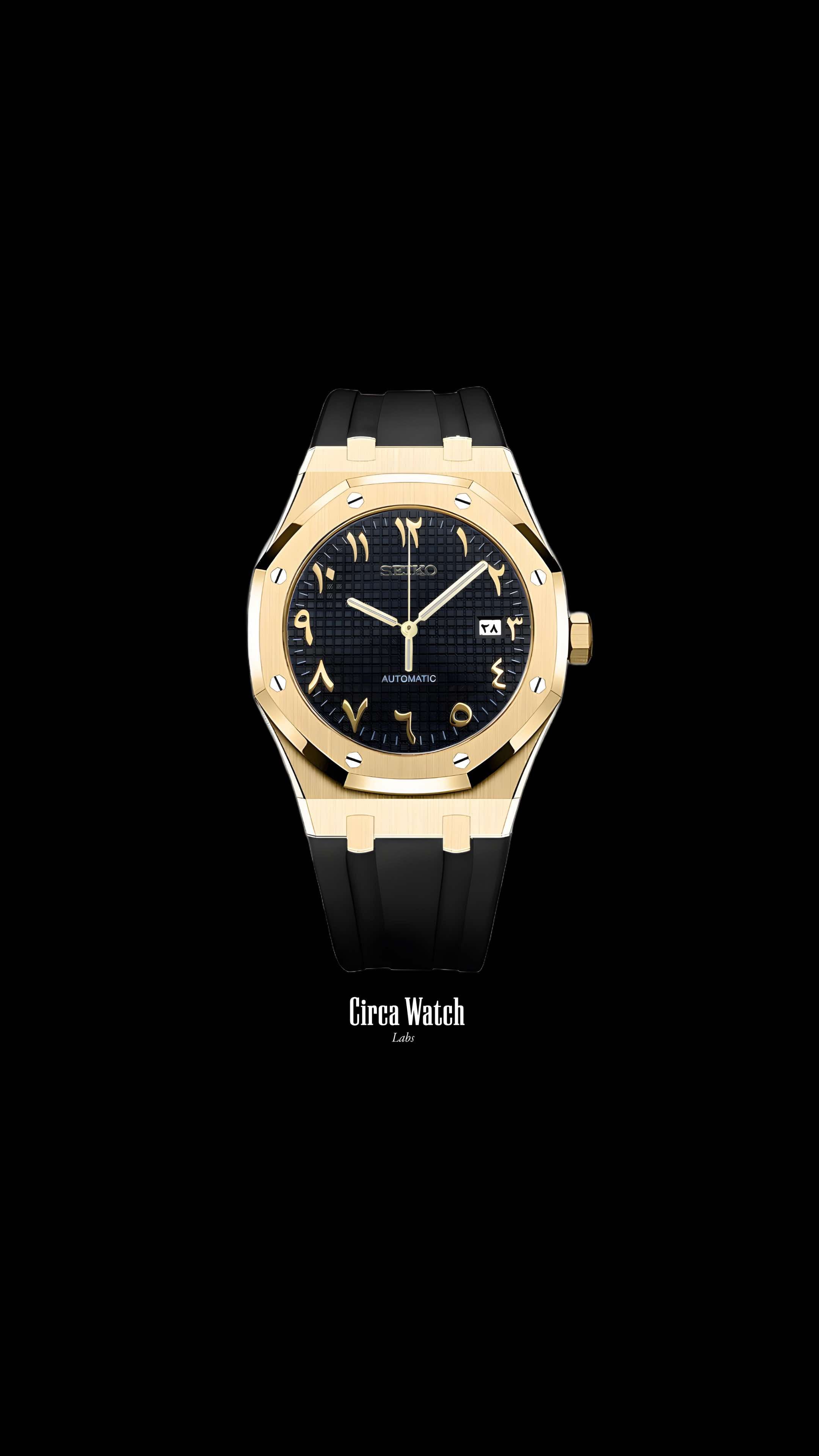 Mod Royal Seikoak automatic watch 'black gold' arabic