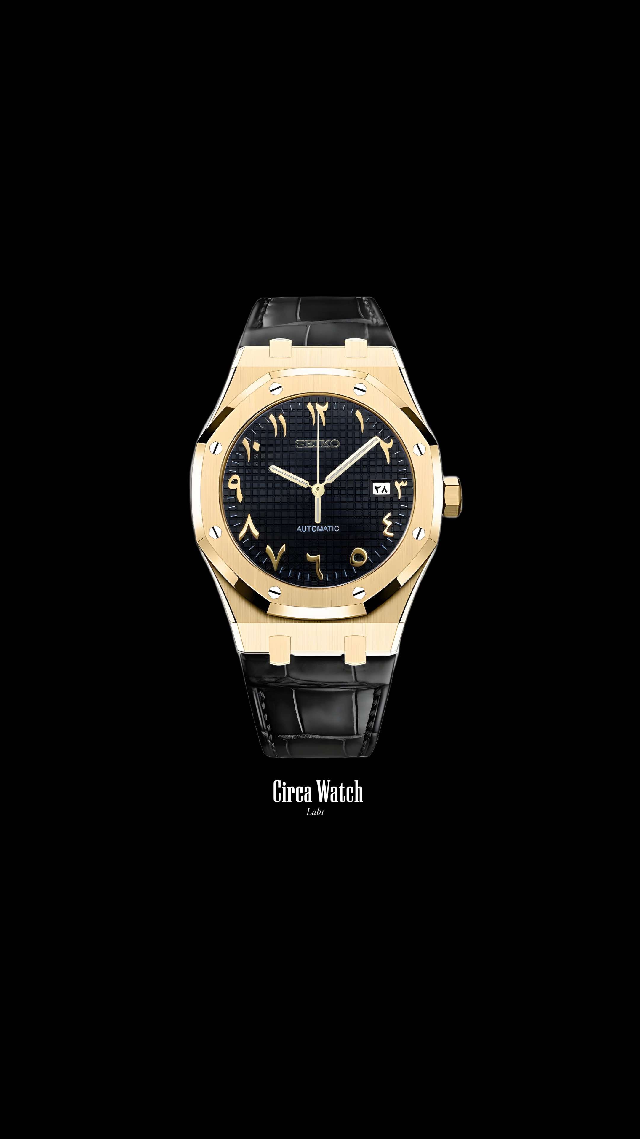 Mod Royal Seikoak automatic watch 'black gold' arabic