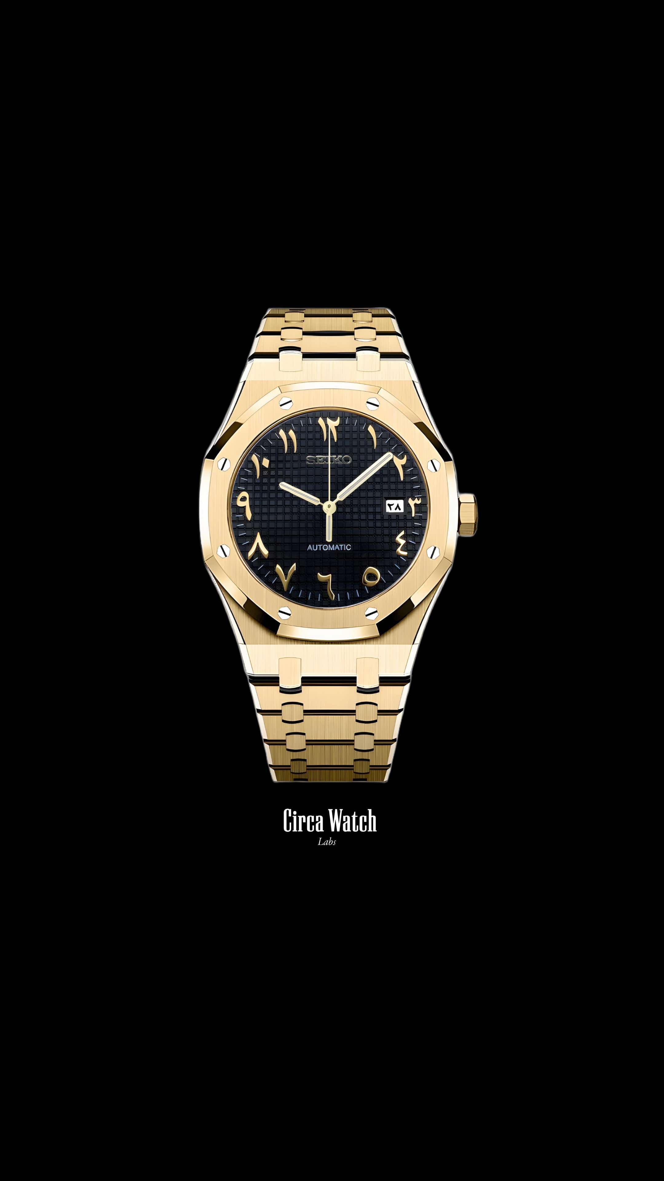 Mod Royal Seikoak automatic watch 'black gold' arabic