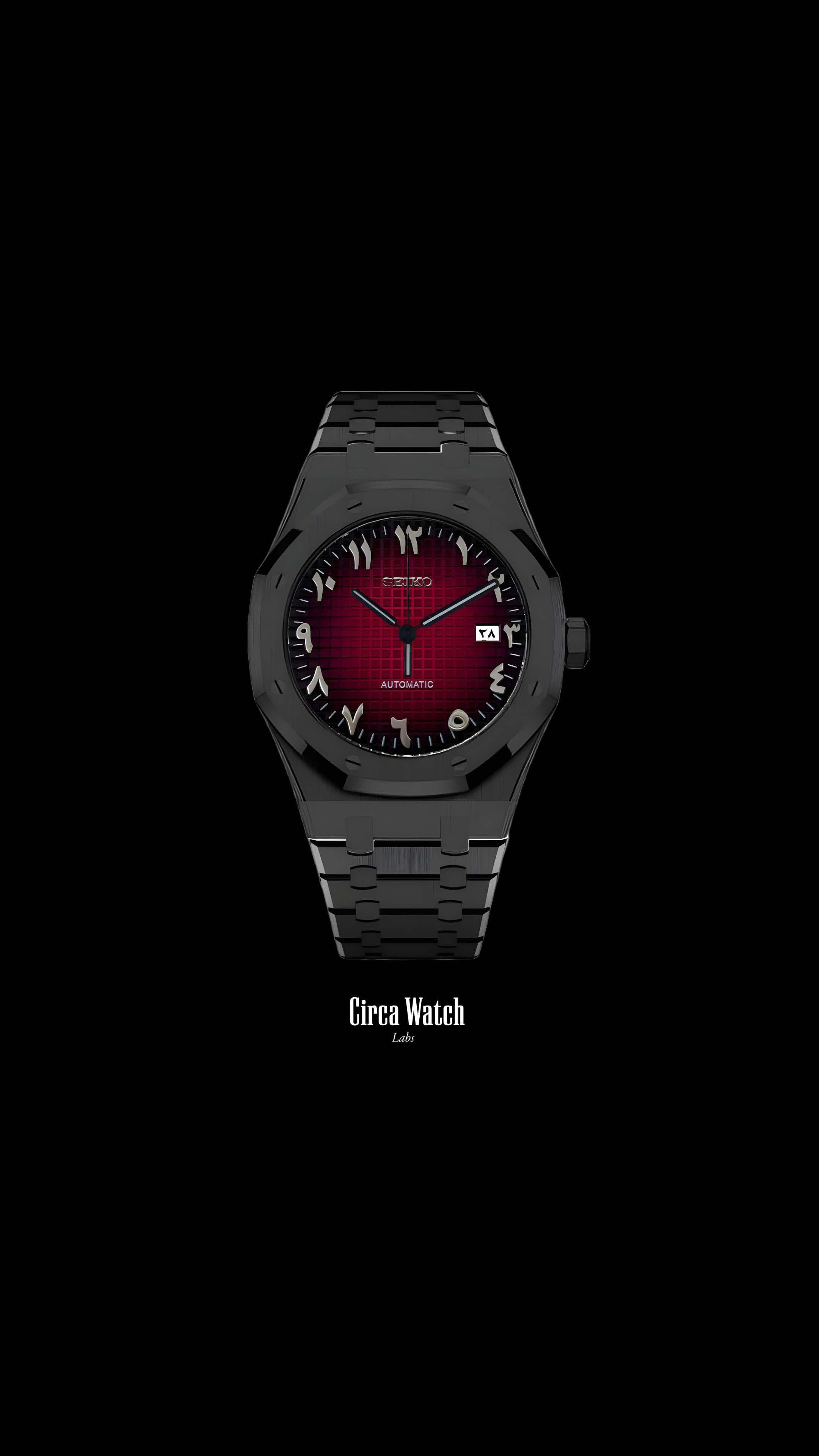 Mod Royal Seikoak automatic watch 'red black' arabic