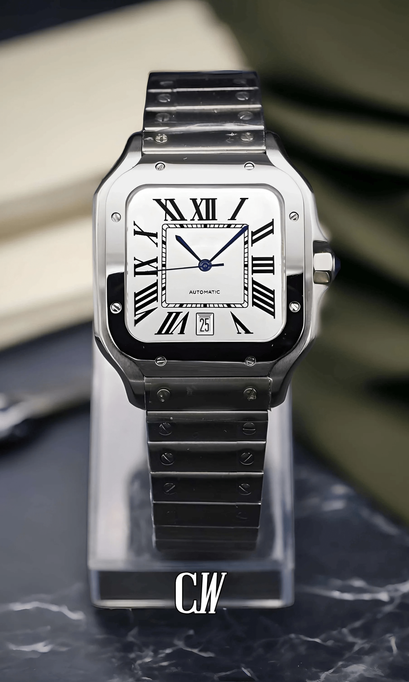 Santo Mod Santos style watch white-Circa Watch Labs