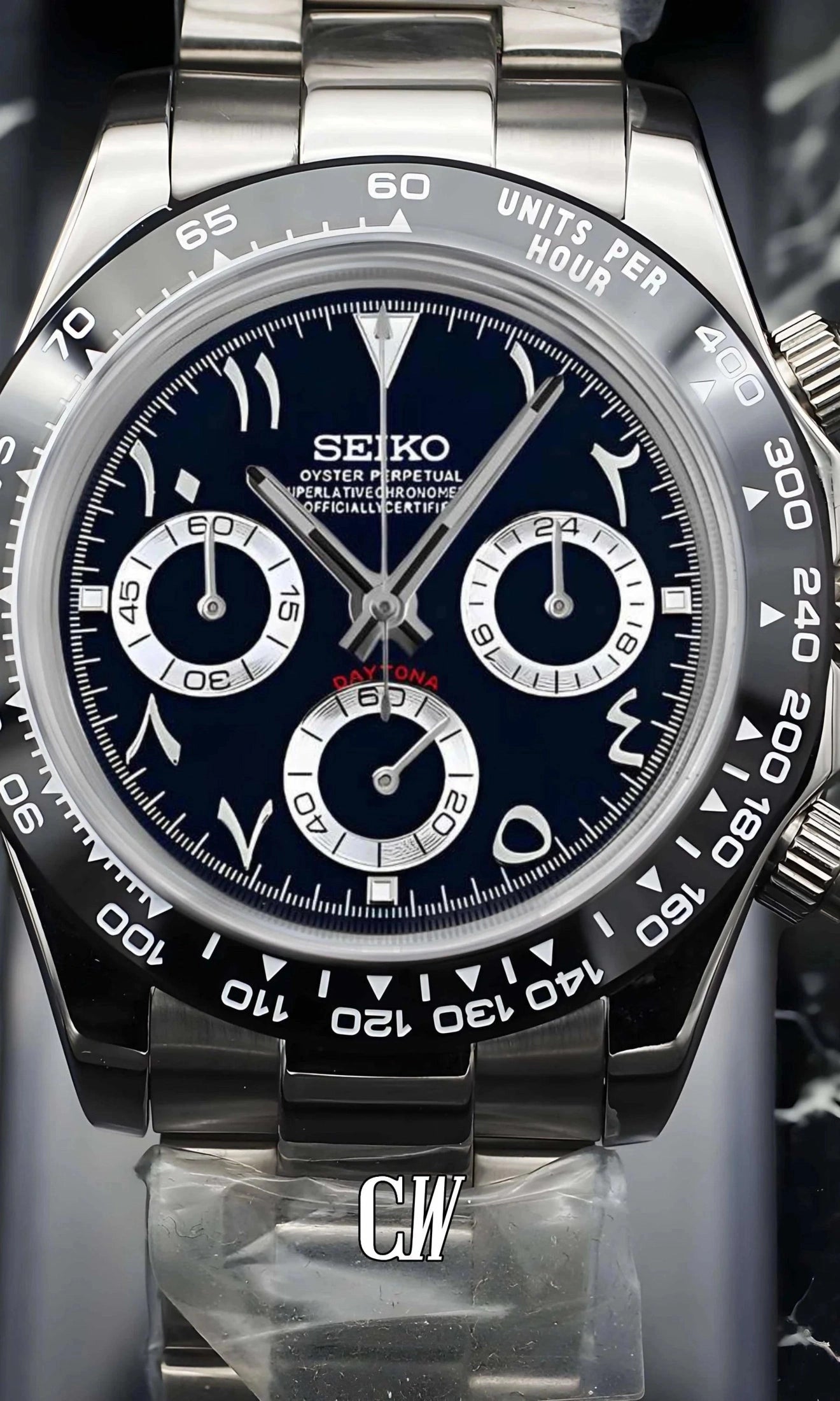 Seitona mod black arabic watch-Circa Watch Labs