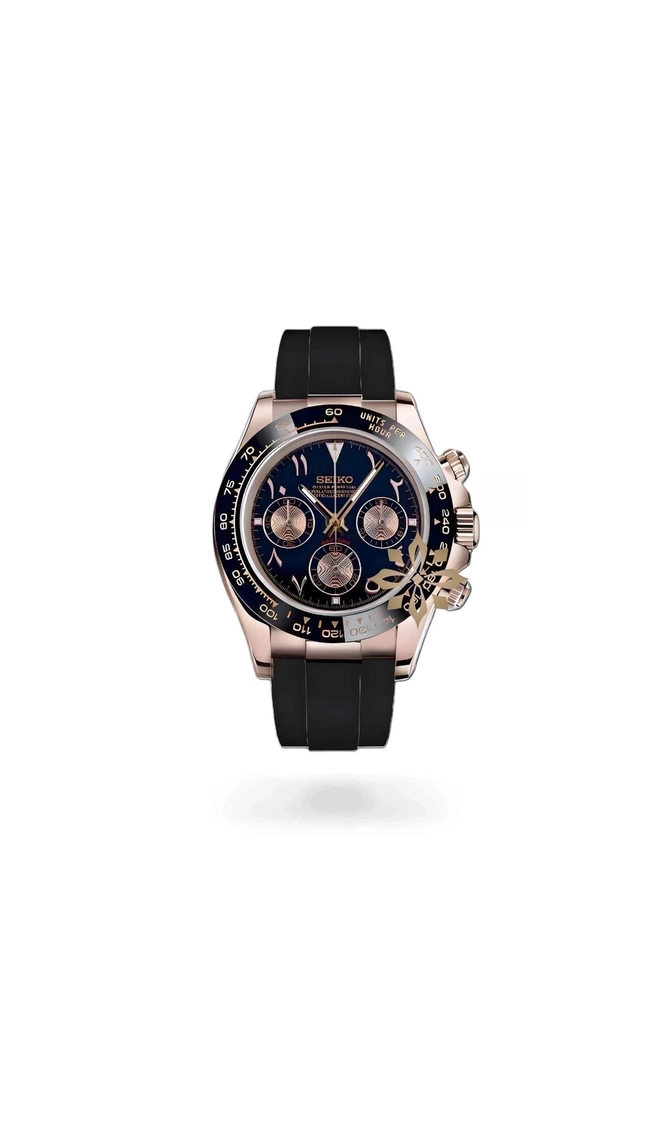 Seitona mod black rose gold arabic watch-Circa Watch Labs