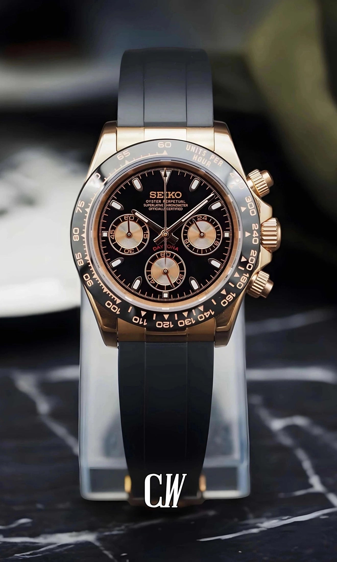 Seitona mod black rose gold watch-Circa Watch Labs