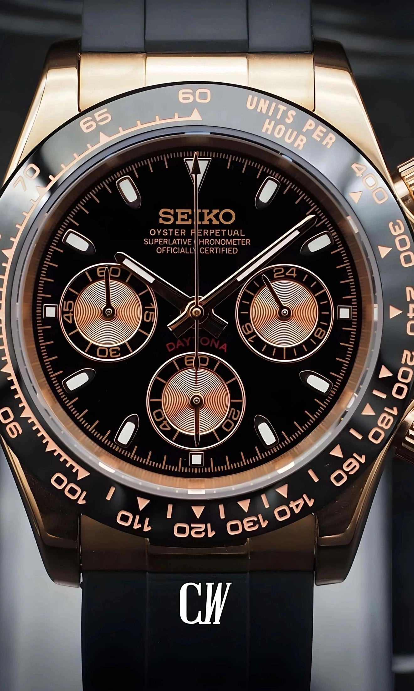 Seitona mod black rose gold watch-Circa Watch Labs