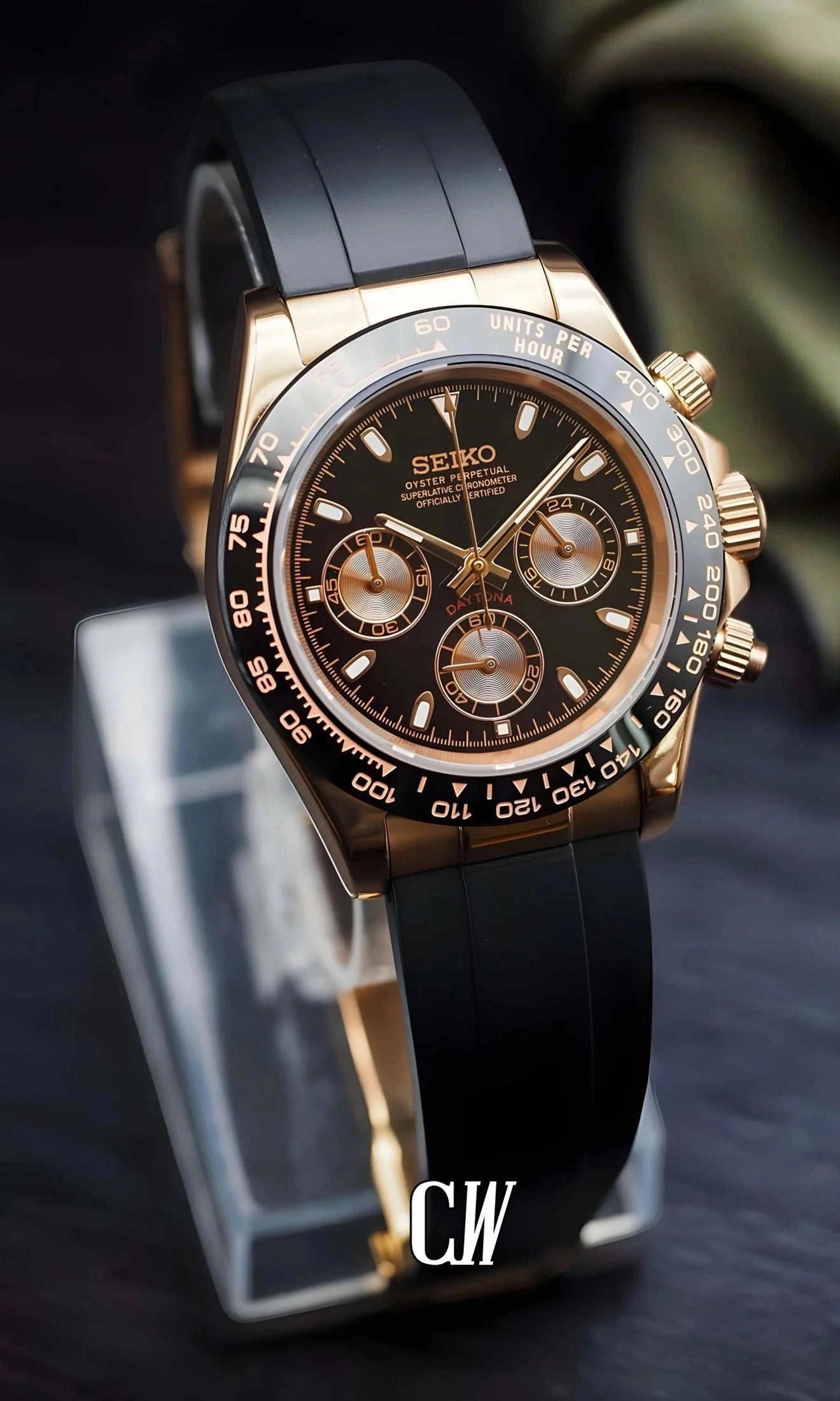 Seitona mod black rose gold watch-Circa Watch Labs