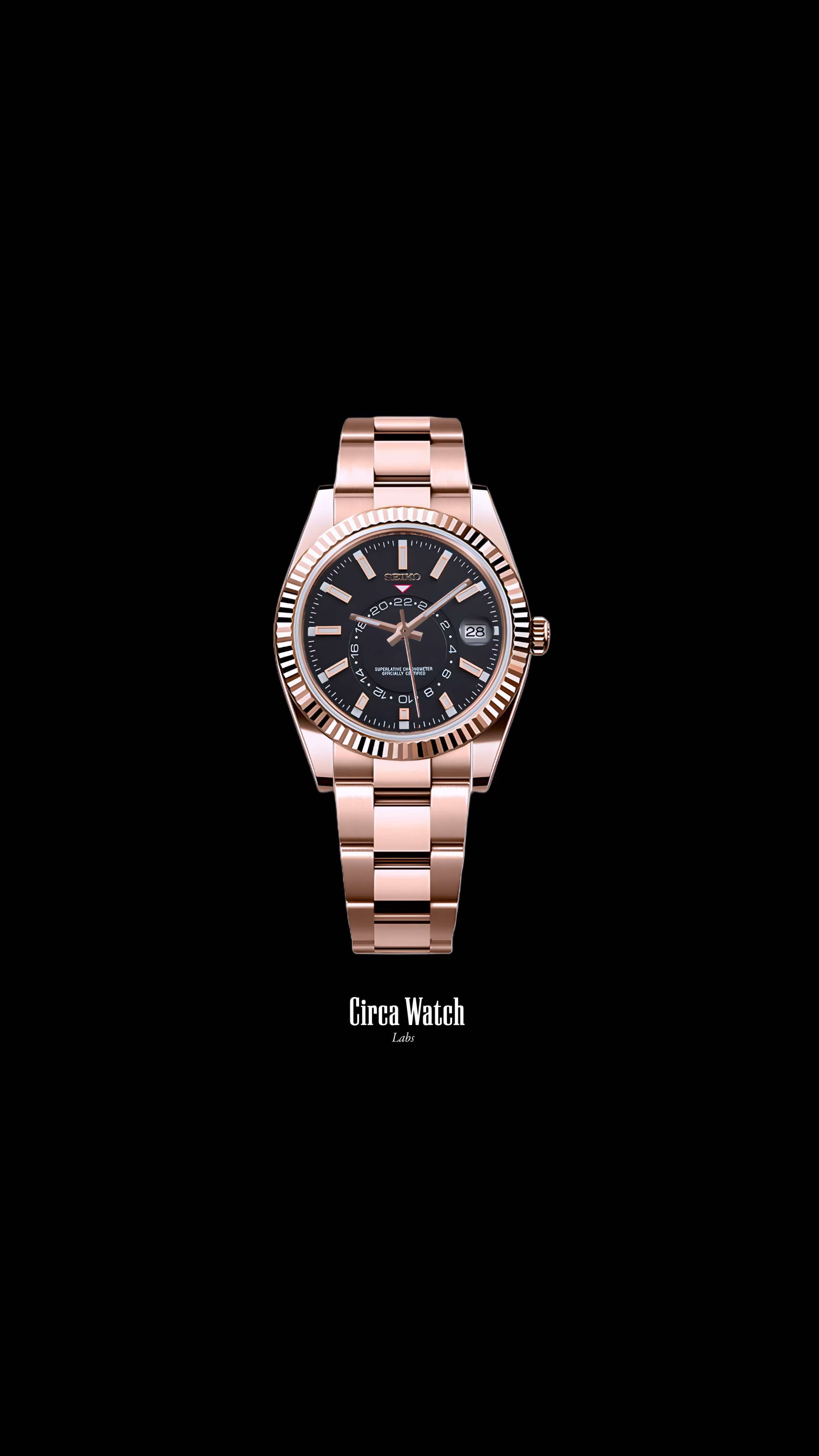 Seikojust mod skydweller watch black rose gold