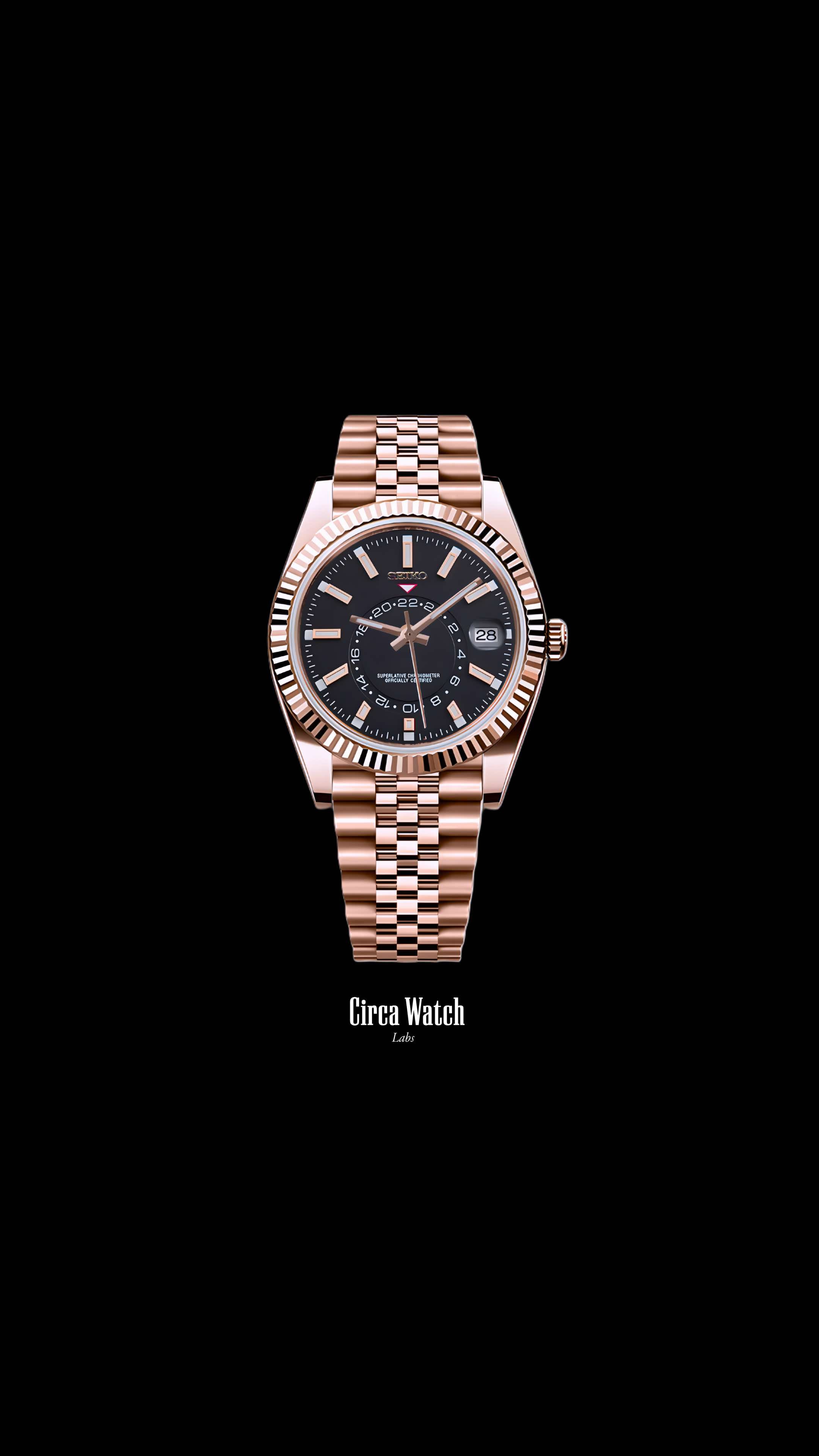 Seikojust mod skydweller watch black rose gold