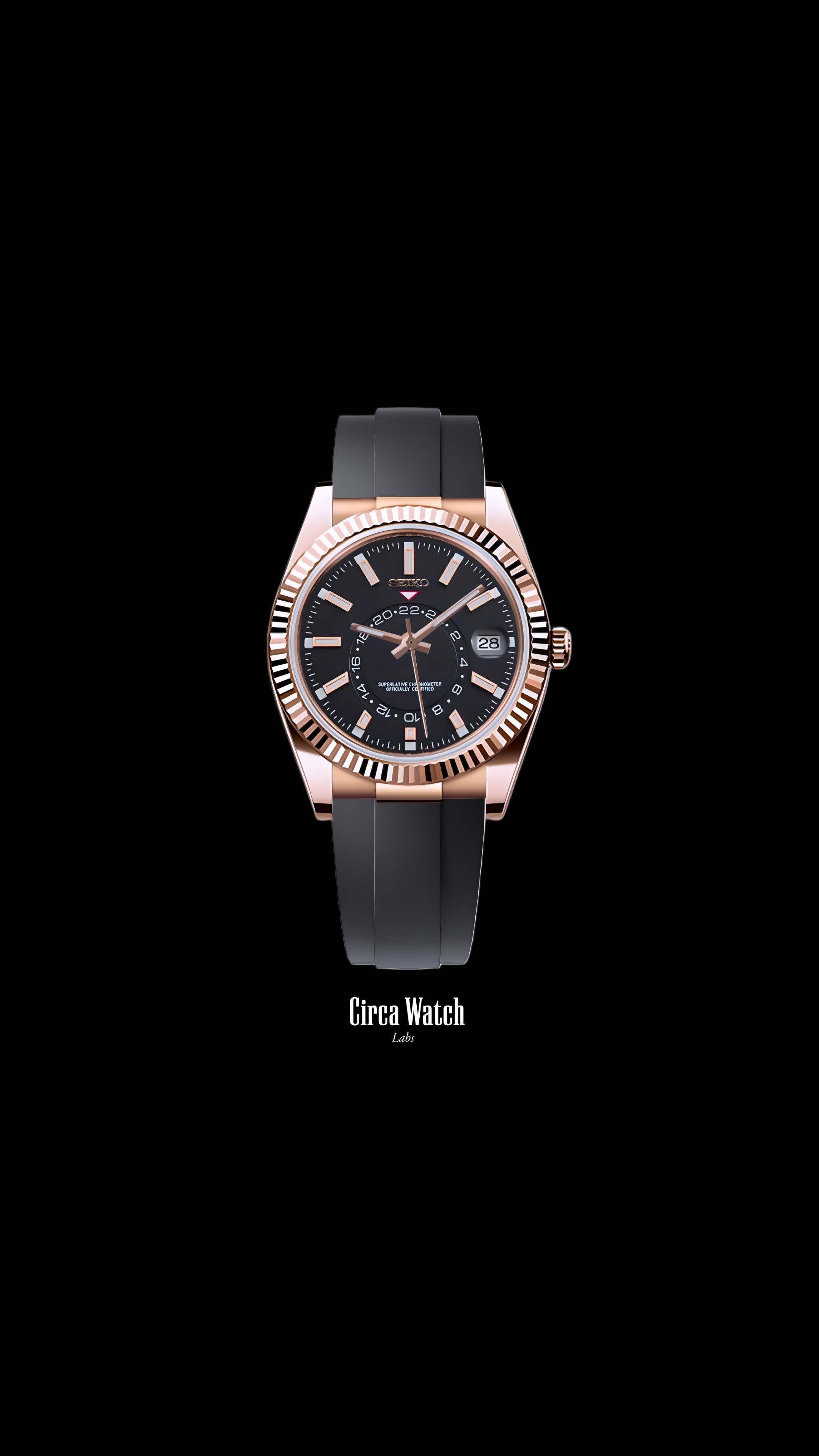 Seikojust mod skydweller watch black rose gold