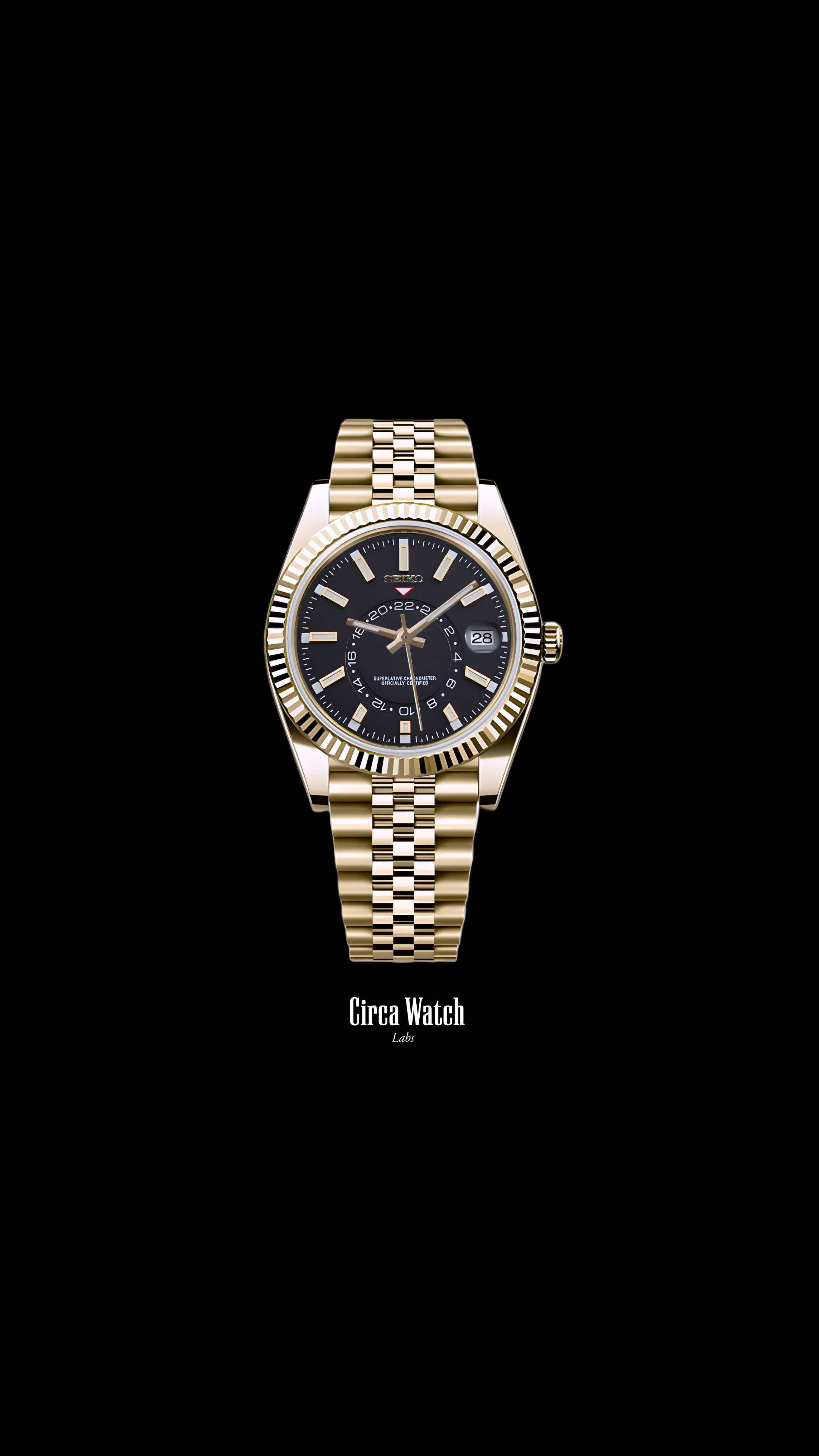 Seikojust mod skydweller watch black gold