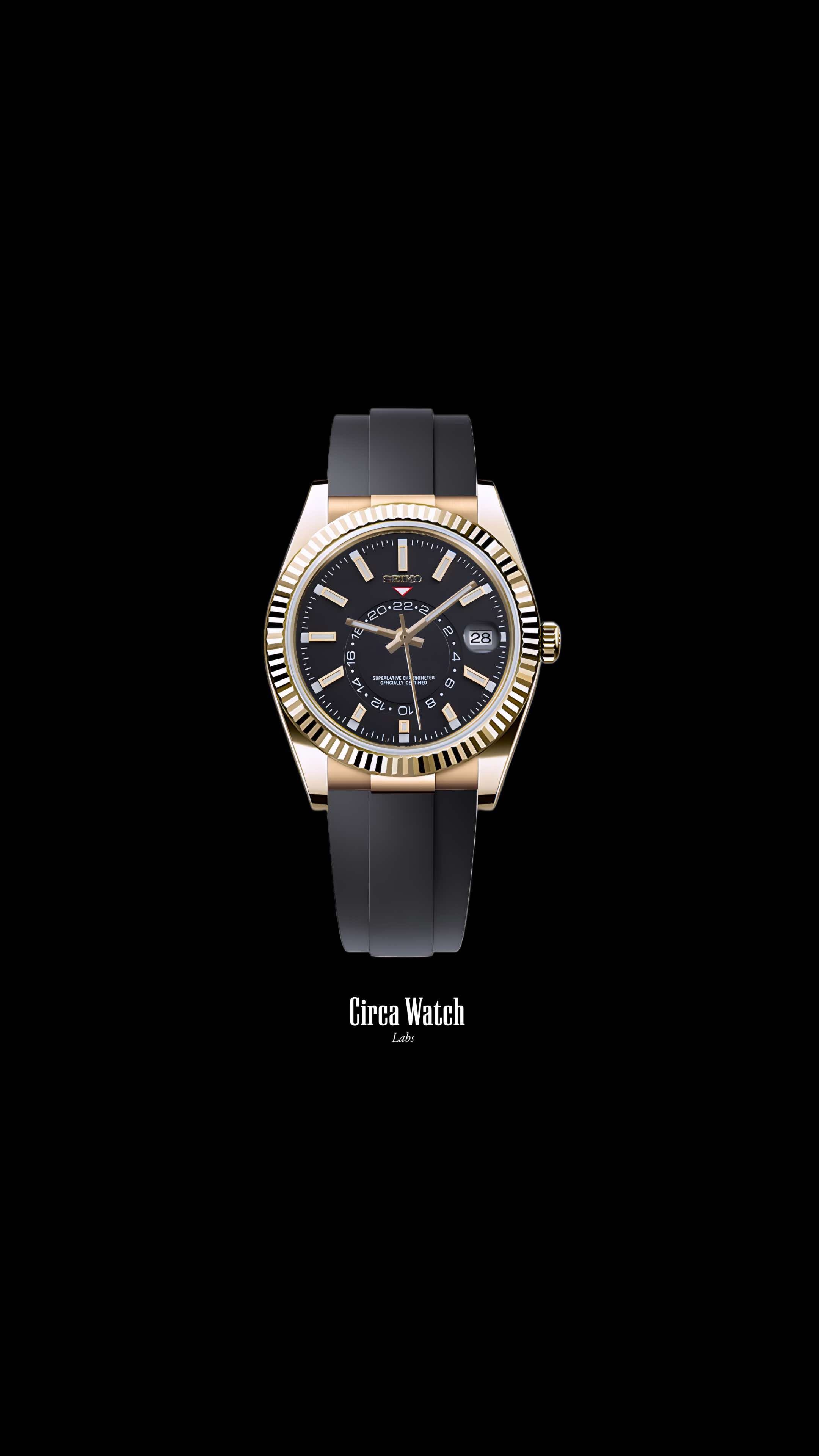 Seikojust mod skydweller watch black gold