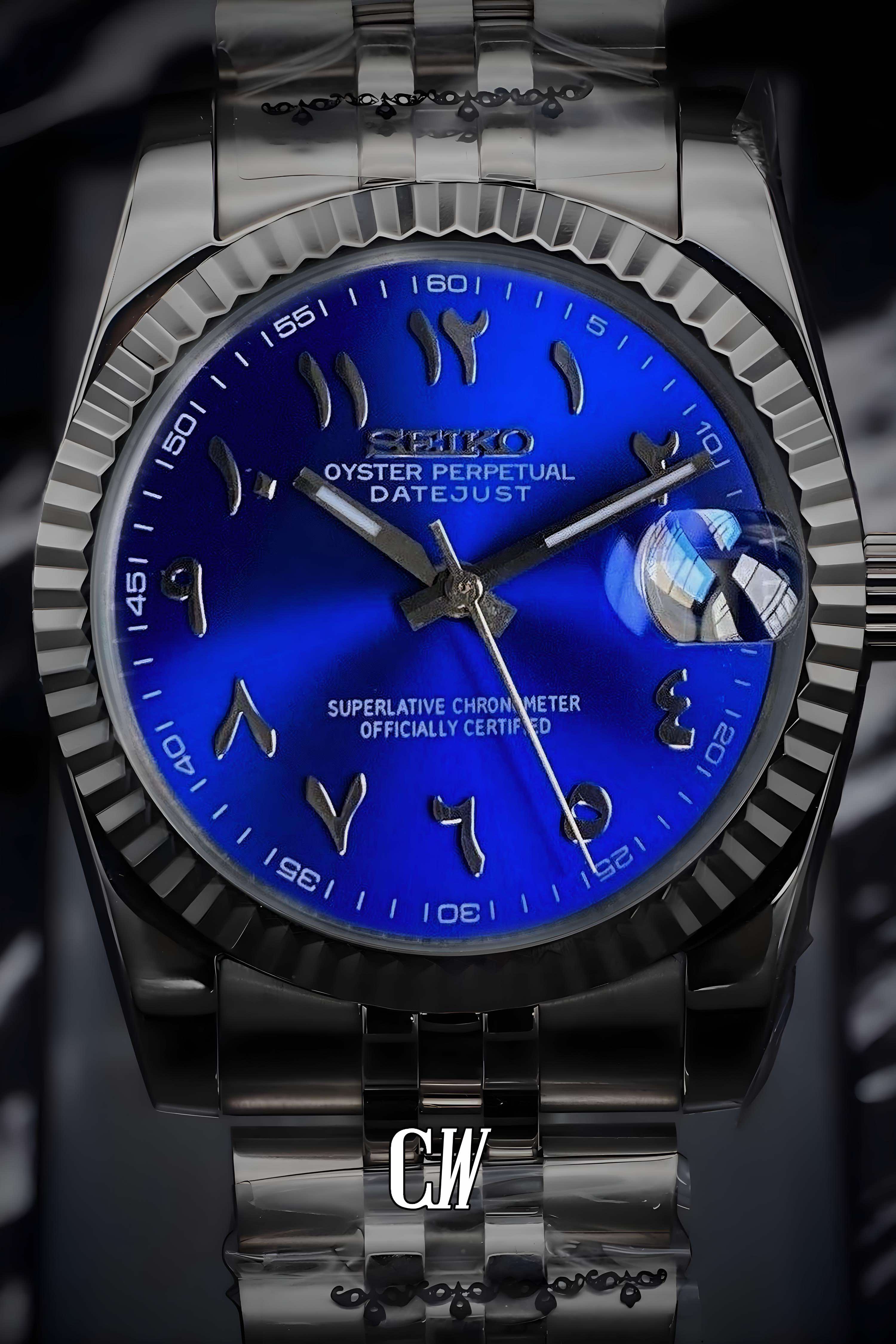 Seikojust mod watch 'arabic sunburst blue' - Circa Watch Labs