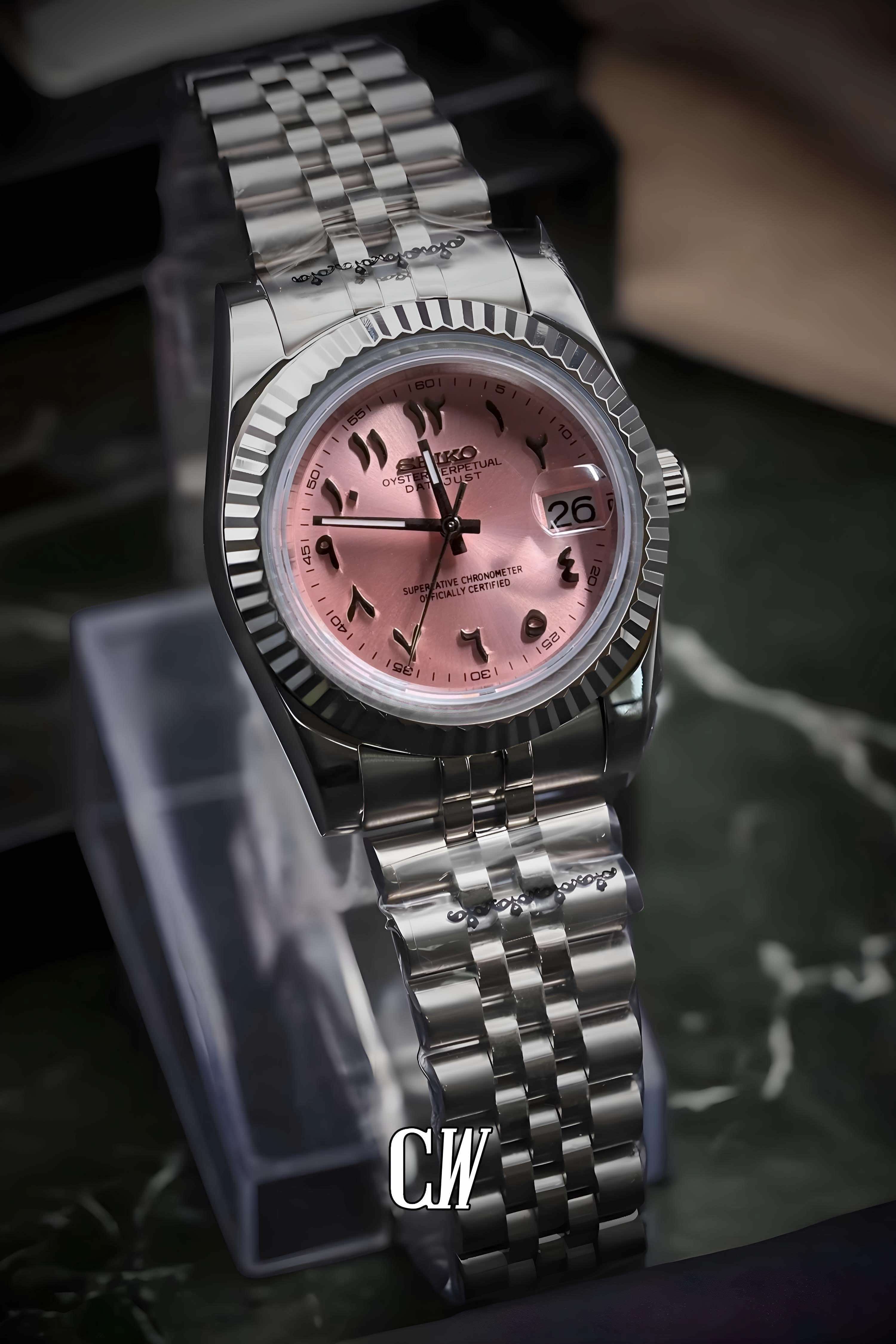 Seikojust mod watch 'arabic sunburst pink'