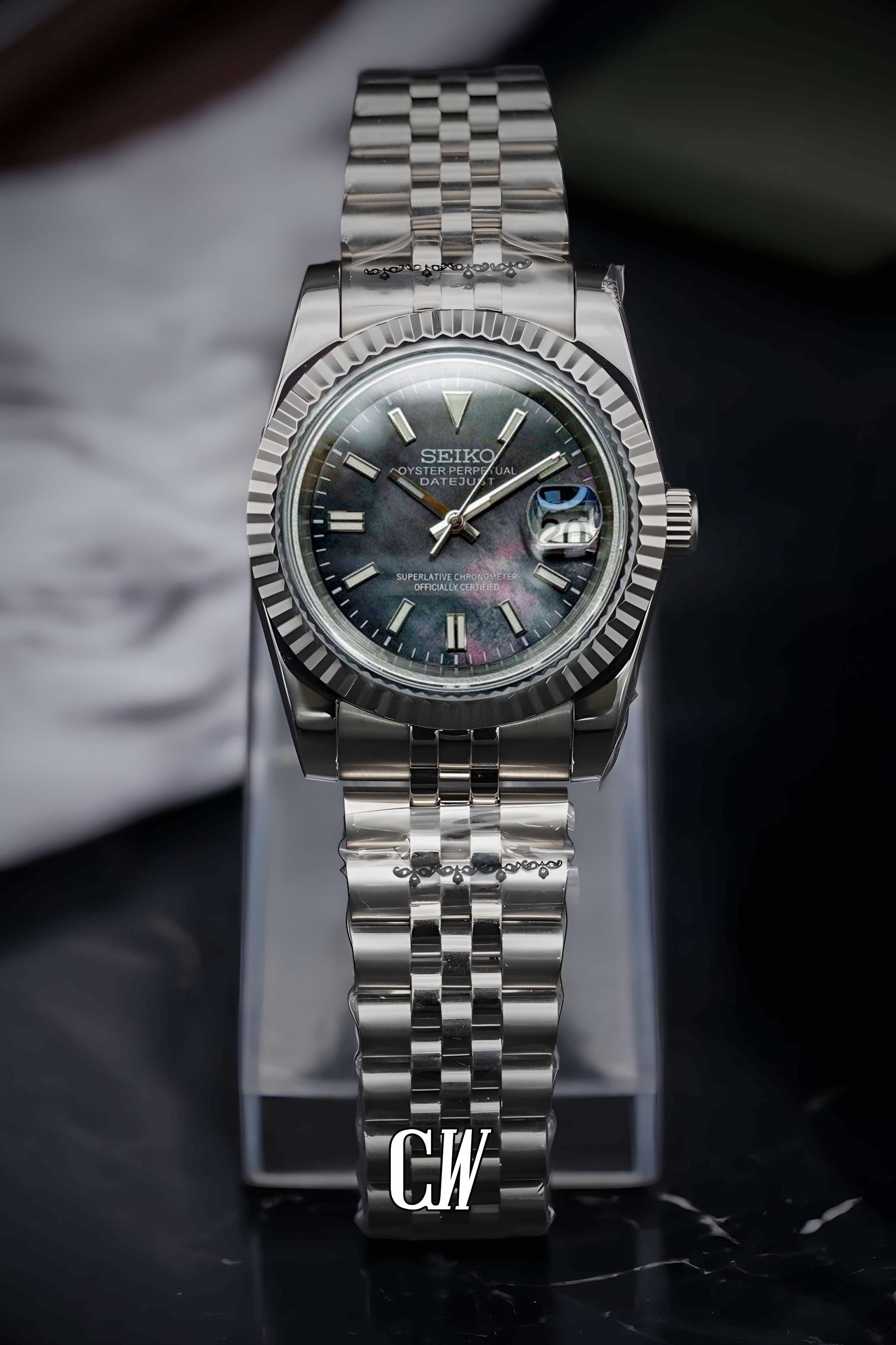 Seiko mod datejust pearl limited edition watch