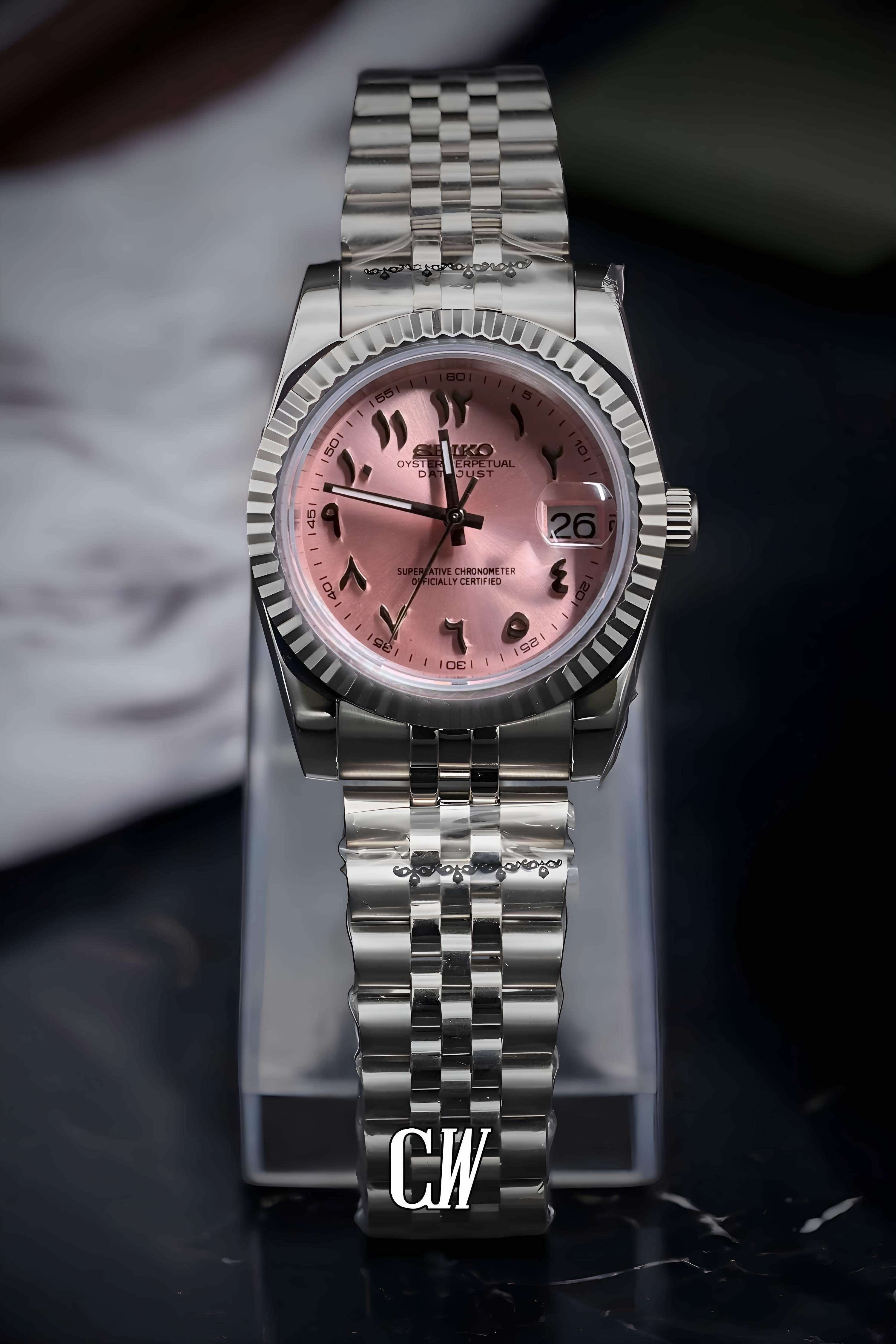 Seikojust mod watch 'arabic sunburst pink'