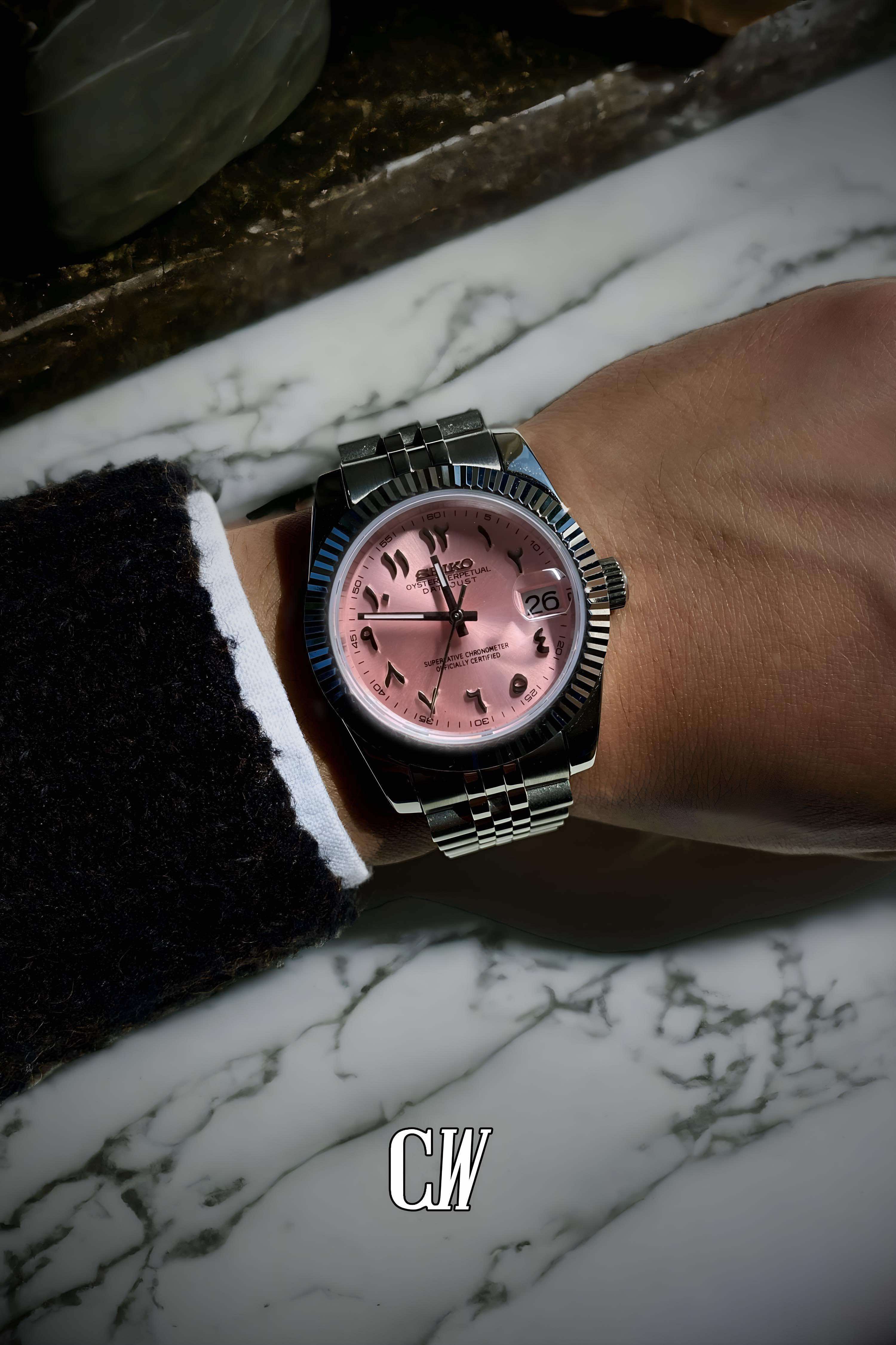 Seikojust mod watch 'arabic sunburst pink'