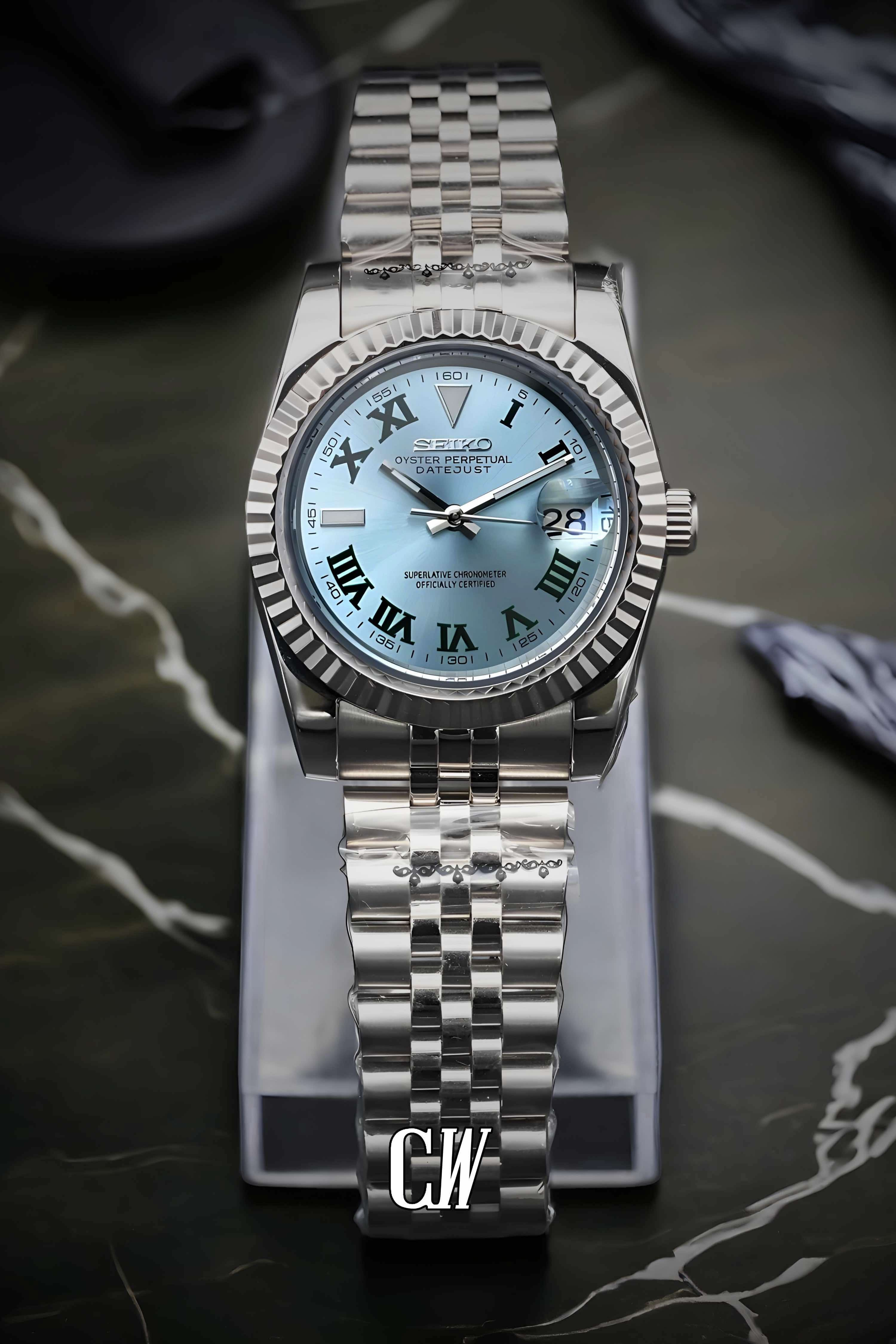 Seiko mod datejust Wimbledon watch blue