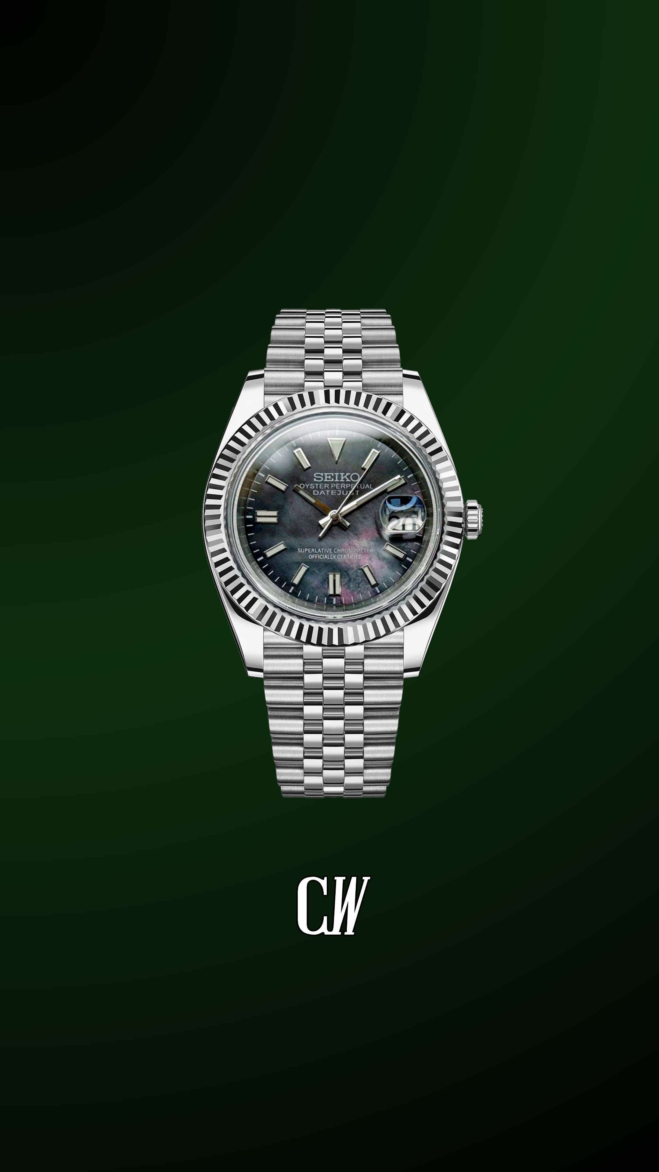 Seiko mod datejust pearl limited edition watch
