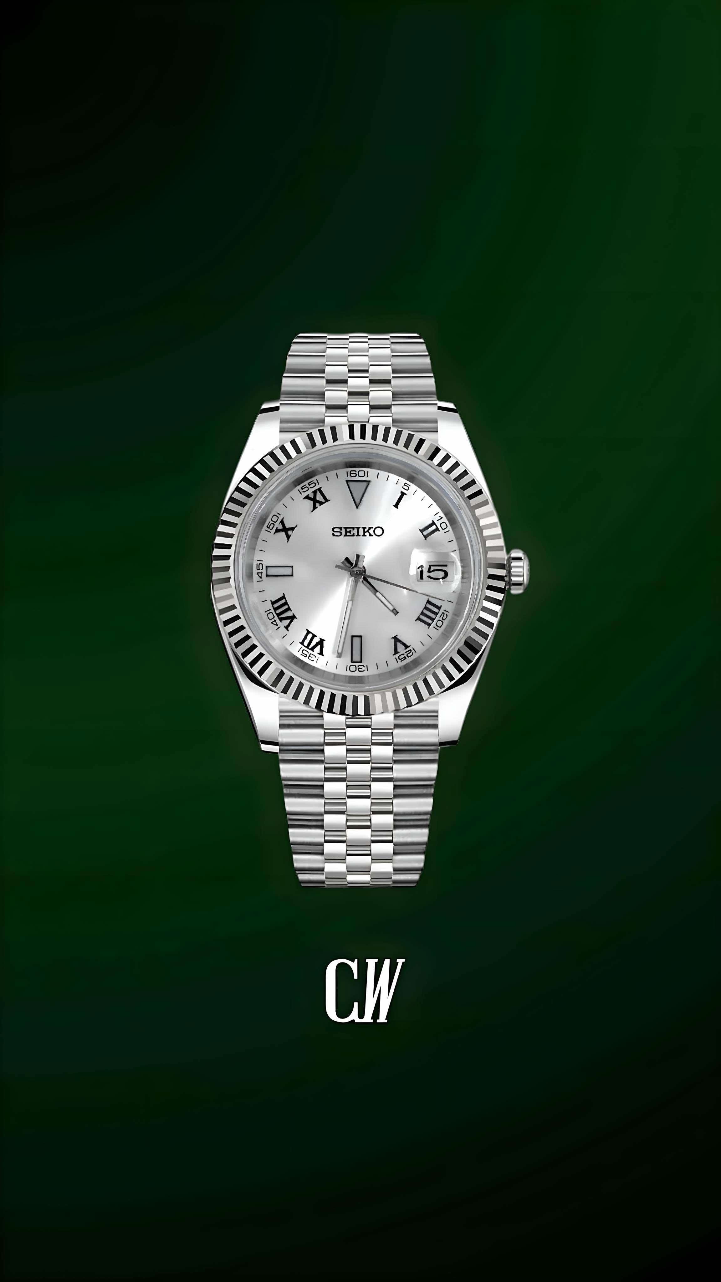 Seiko mod datejust Wimbledon watch white