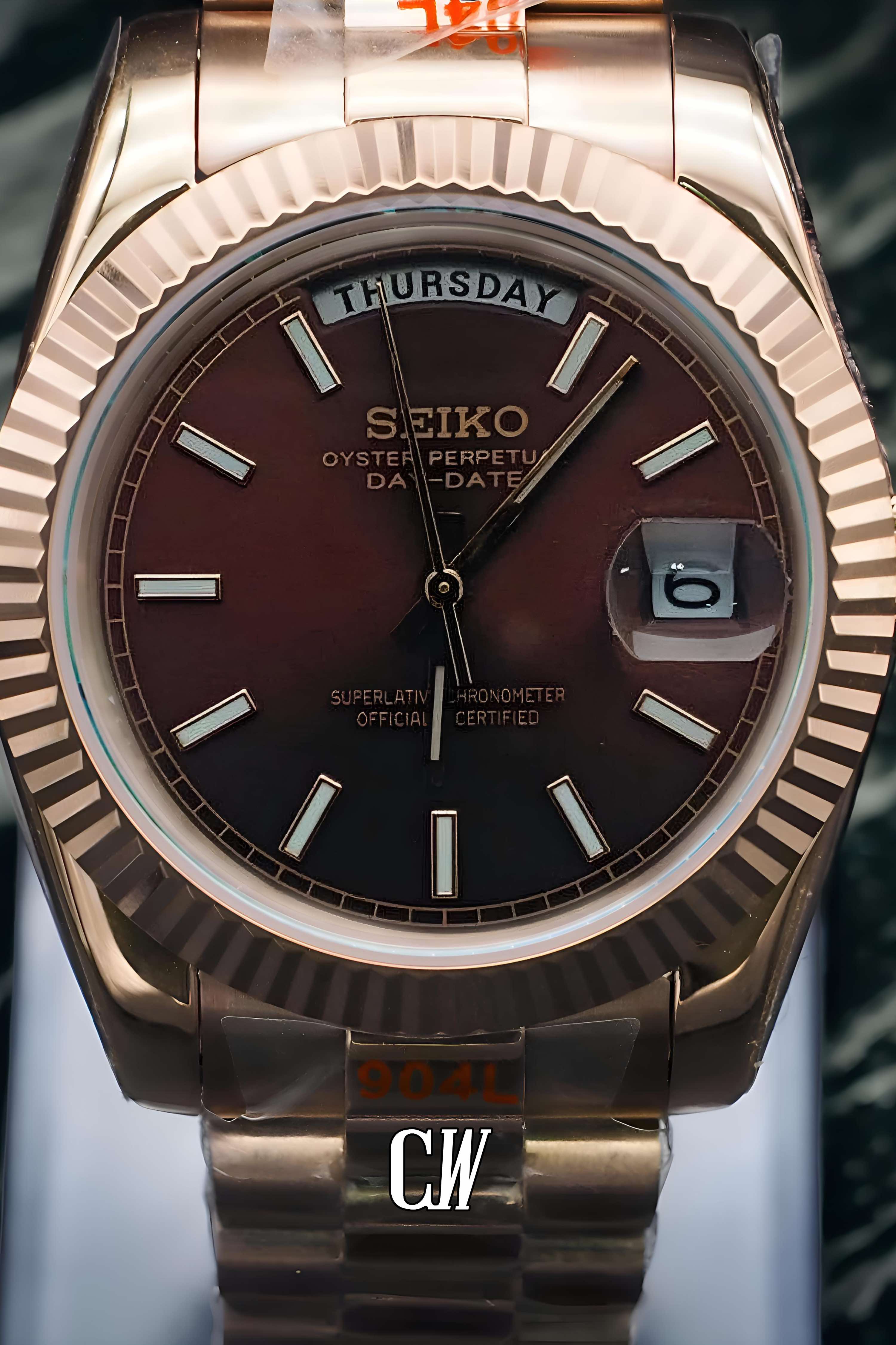 Seikojust mod daydate chocolate automatic watch - Circa Watch Labs