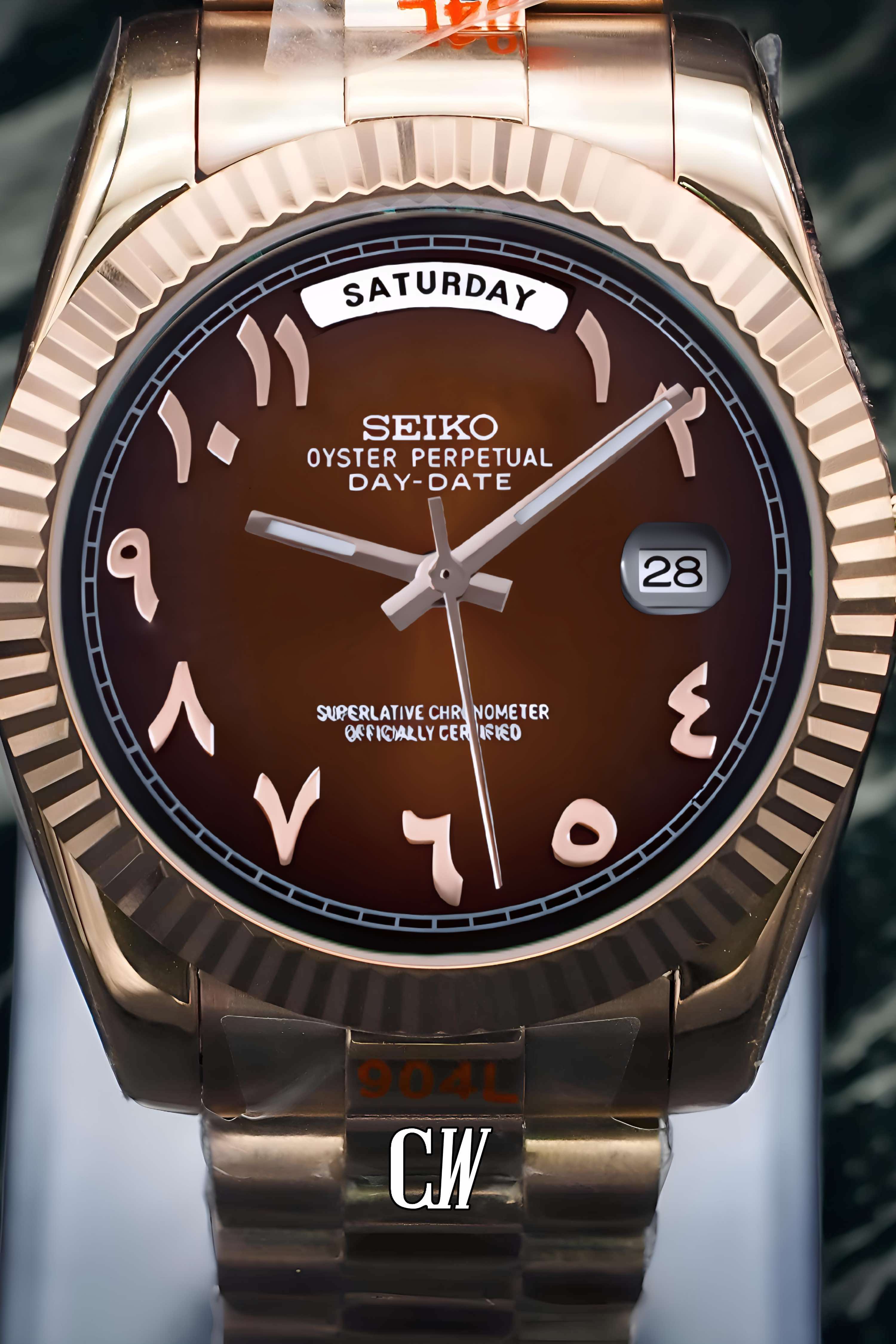 Seikojust mod daydate chocolate arabic dial automatic watch