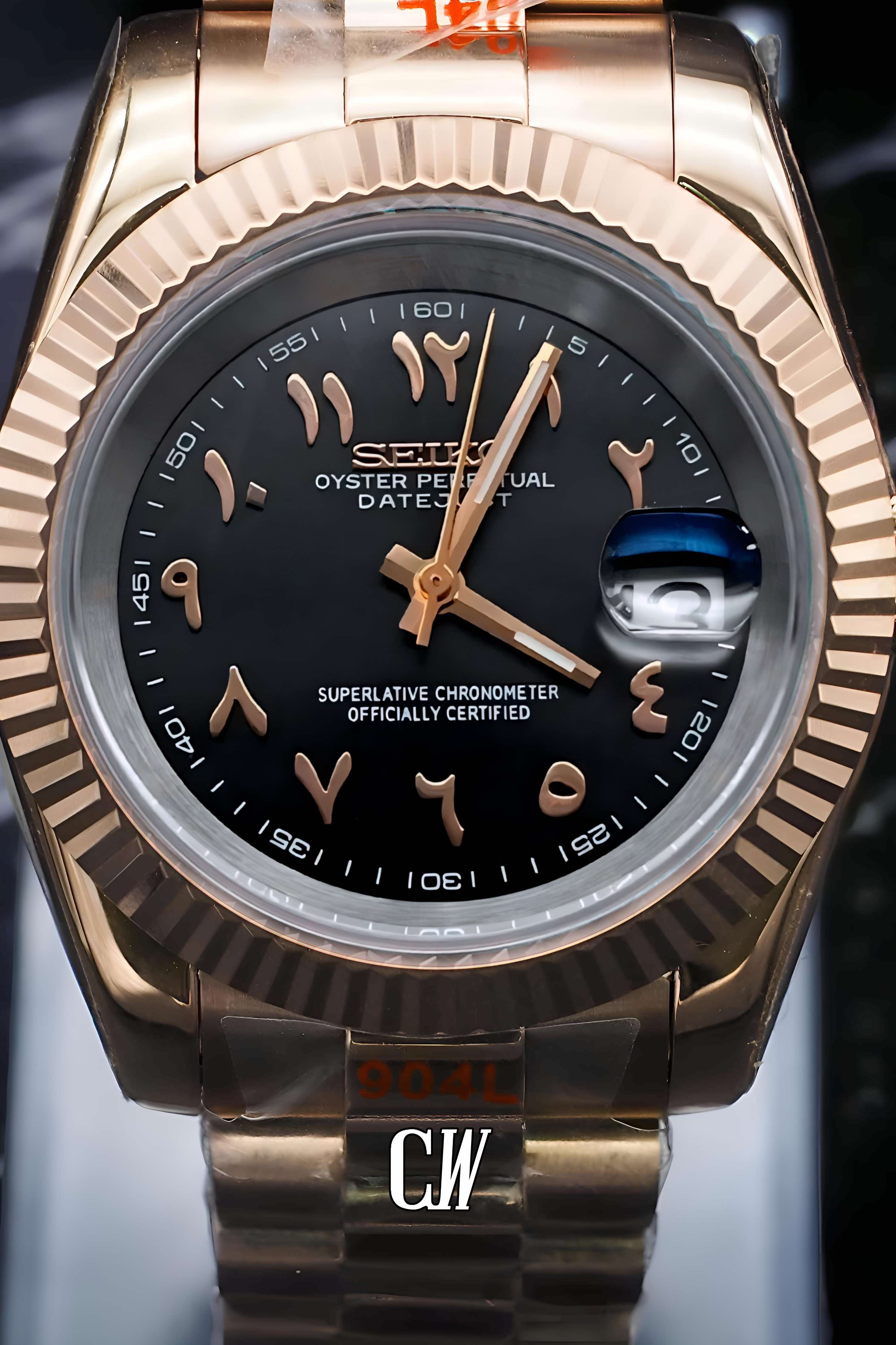 Seikojust mod watch 'Black rose gold' arabic