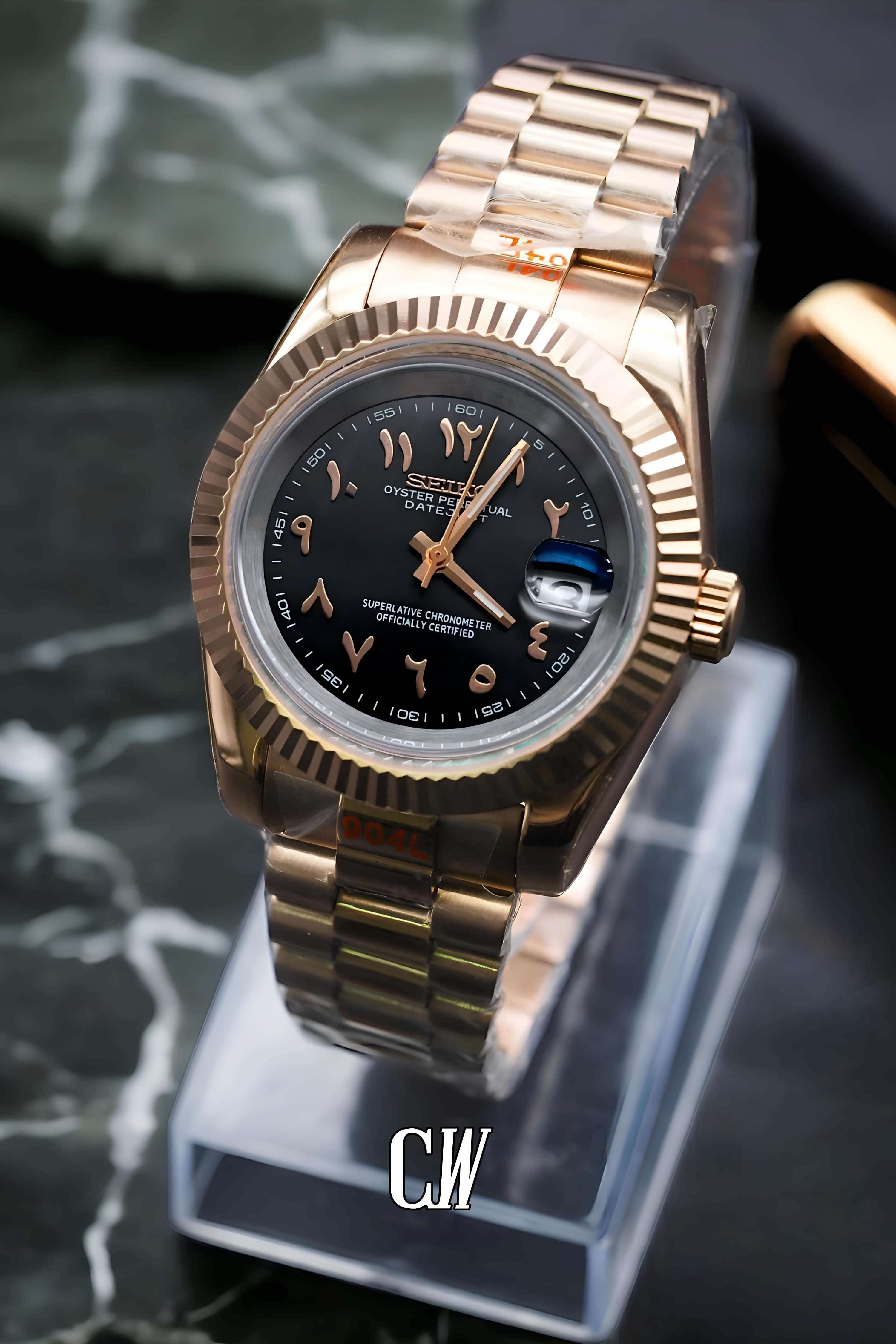 Seikojust mod watch 'Black rose gold' arabic